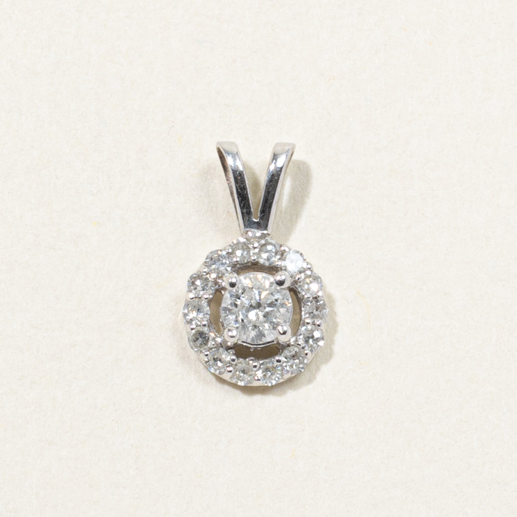 14k White Gold Diamond Halo Pendant | 0.33ctw