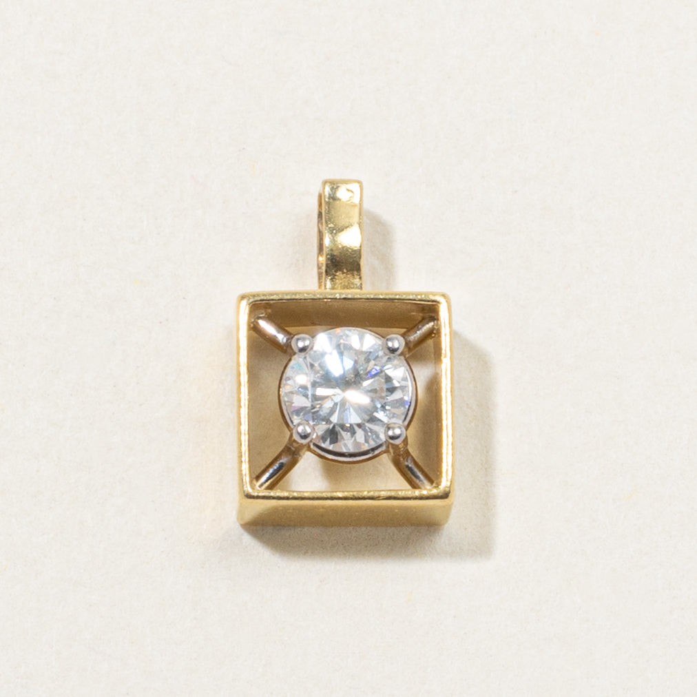 18k Solitaire Diamond Openwork Geometric Pendant | 0.35ct