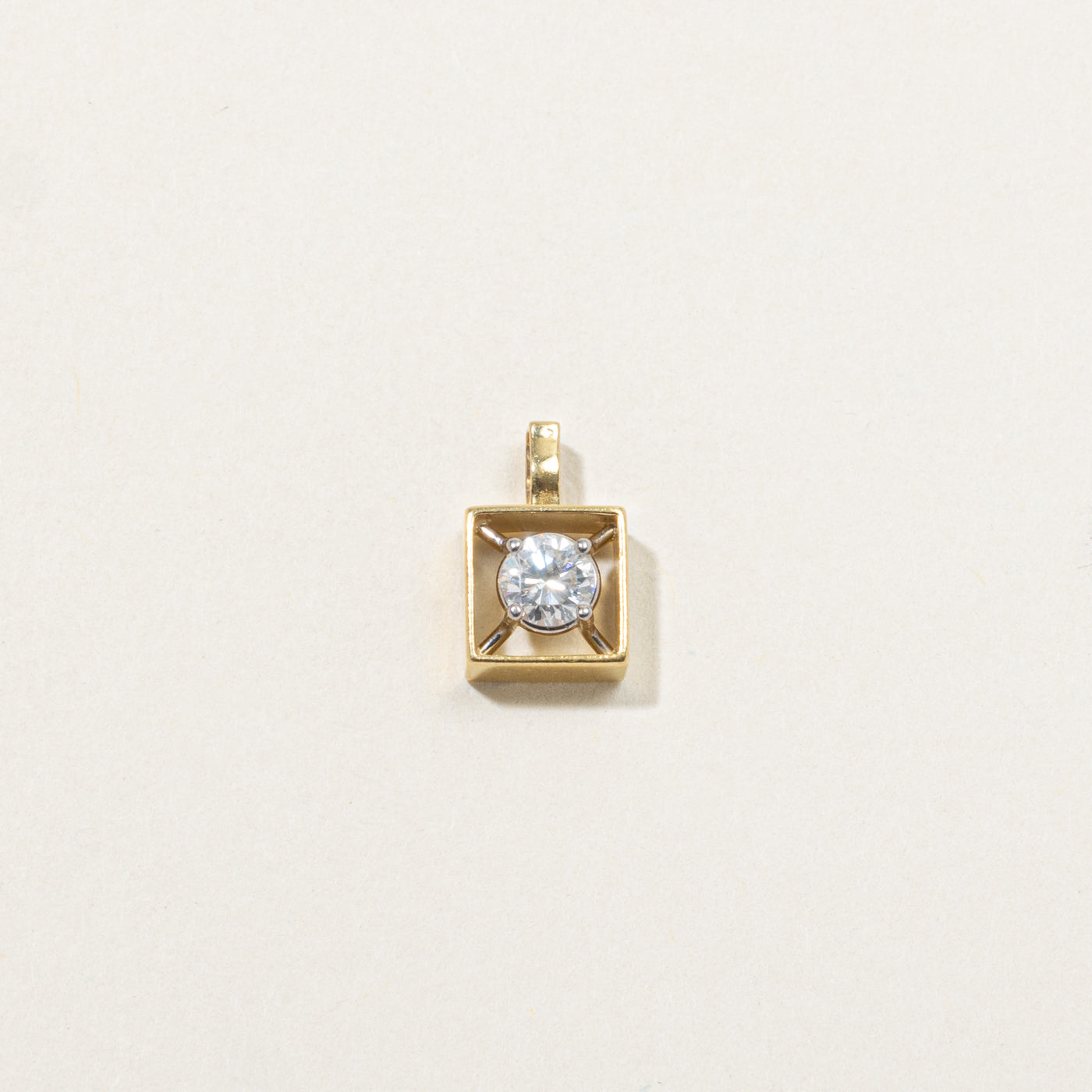 18k Solitaire Diamond Openwork Geometric Pendant | 0.35ct