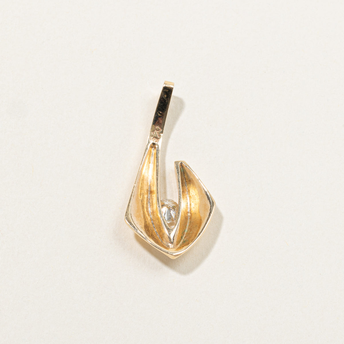 14k Tension Set Diamond Abstract Pendant | 0.30ct