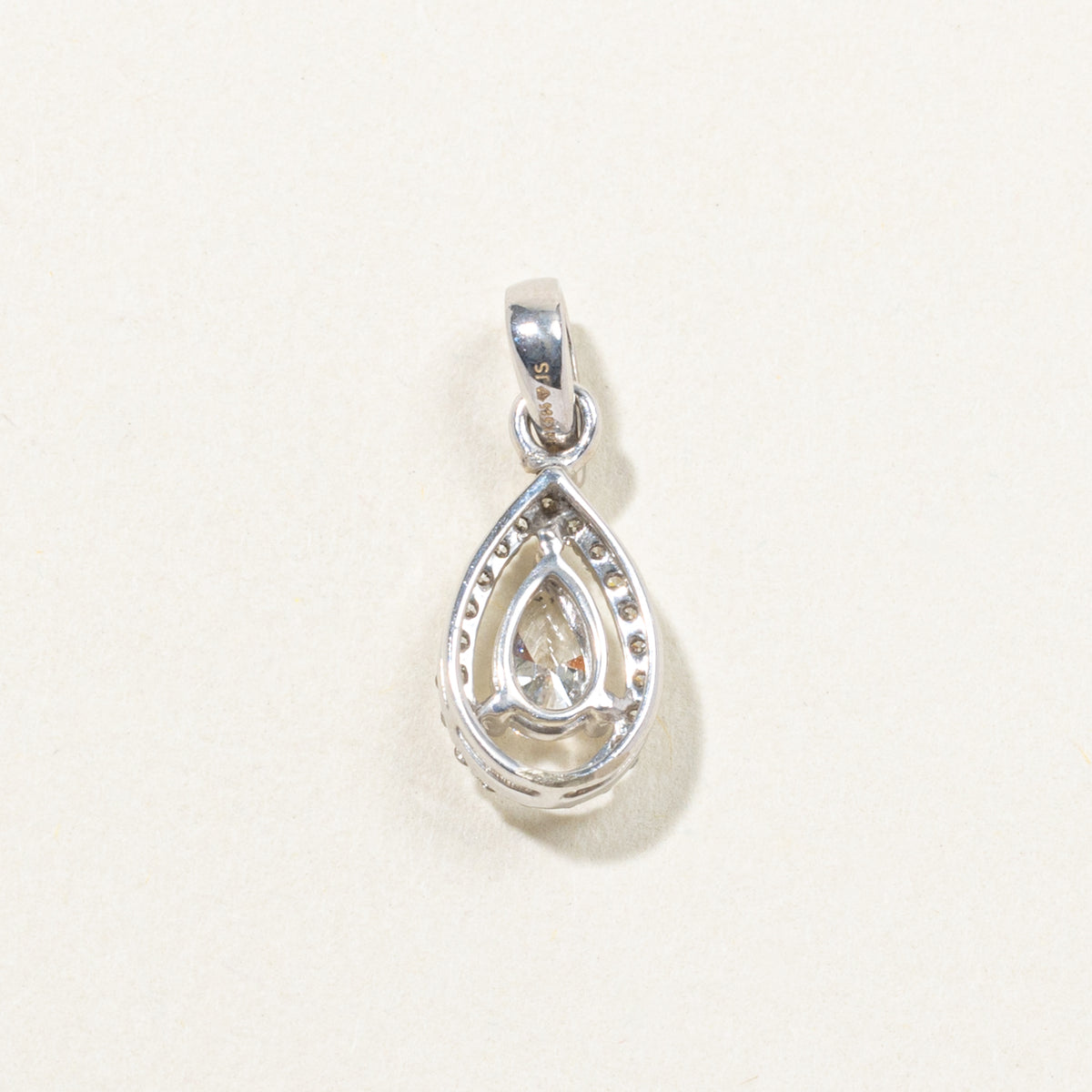14k Pear Cut Diamond Halo Pendant | 0.56ctw