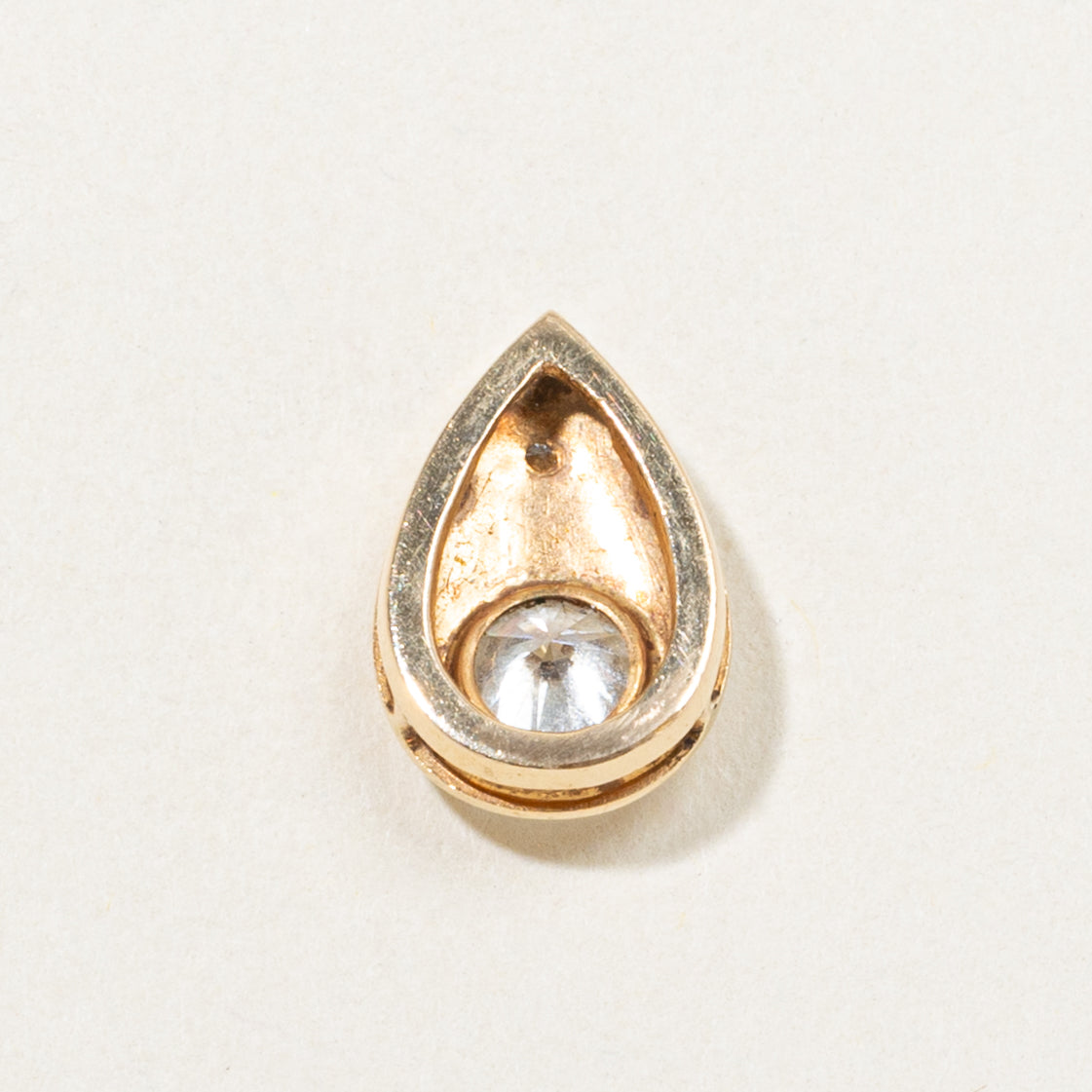 12k Flush Set Diamond Teardrop Pendant | 0.50ctw