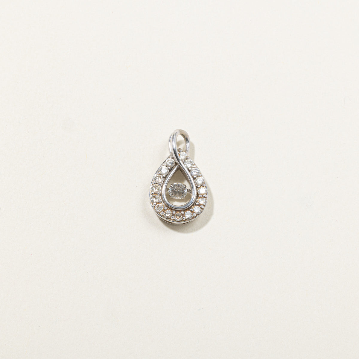 10k Diamond Halo Teardrop Pendant | 0.76ctw