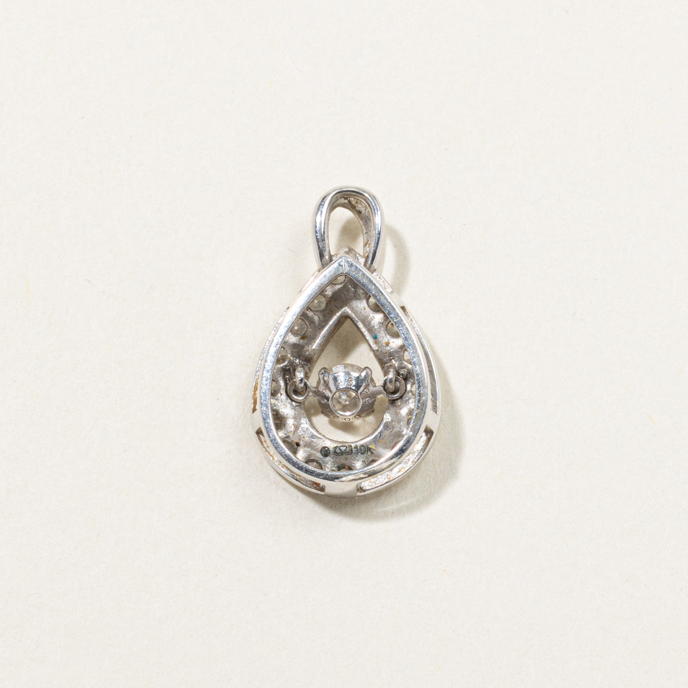 10k Diamond Halo Teardrop Pendant | 0.76ctw