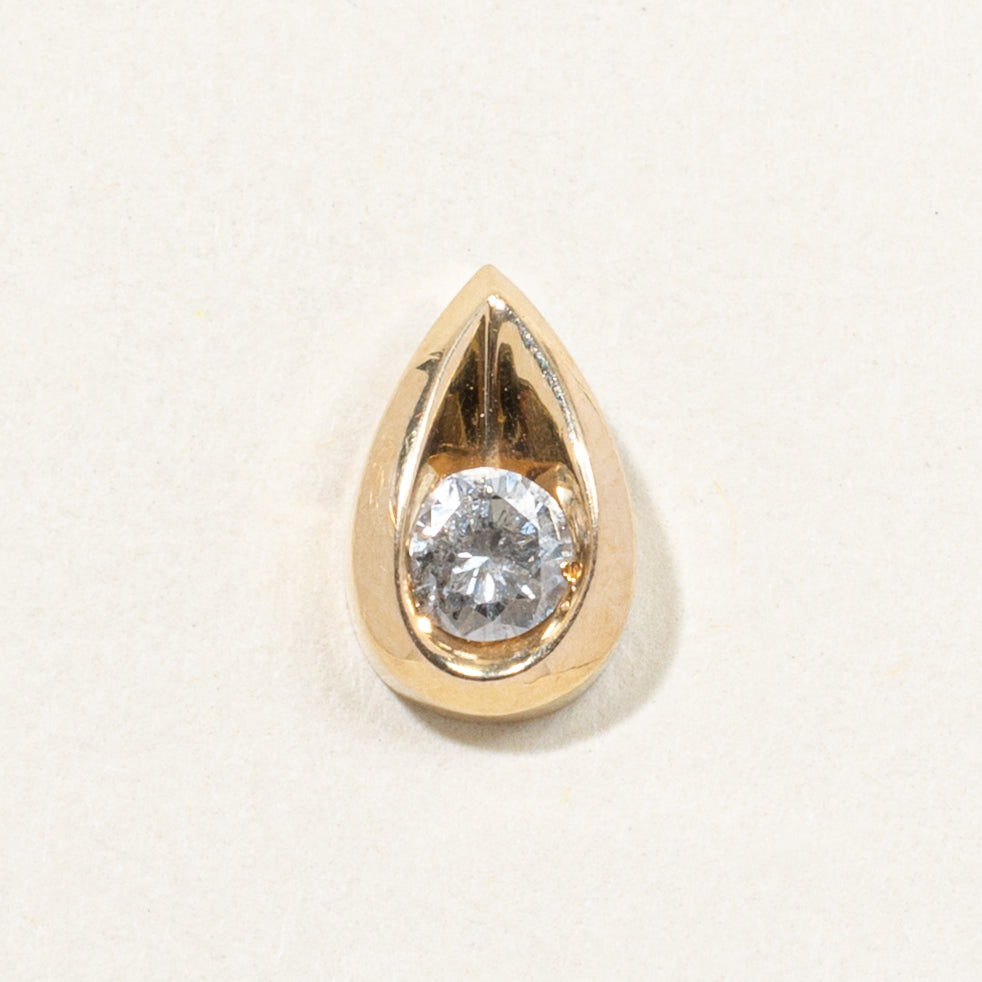 14k Solitaire Diamond Teardrop Pendant | 0.31ct