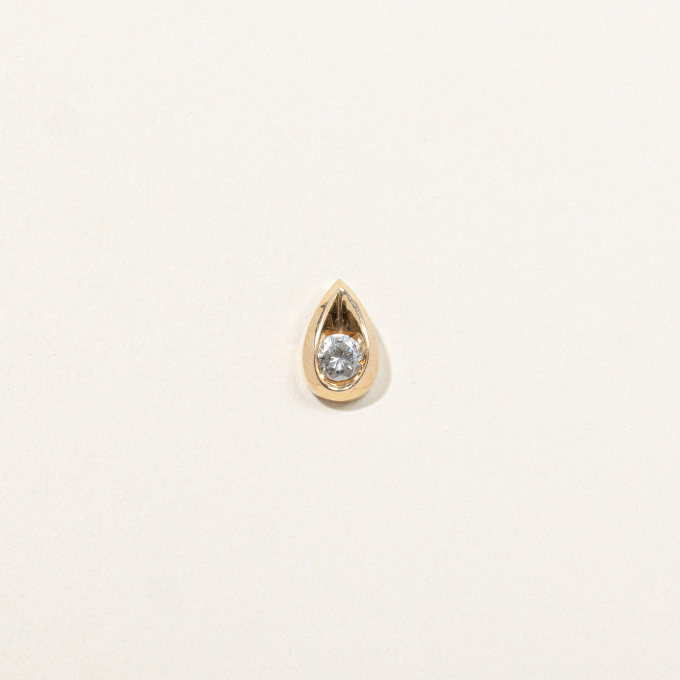 14k Solitaire Diamond Teardrop Pendant | 0.31ct