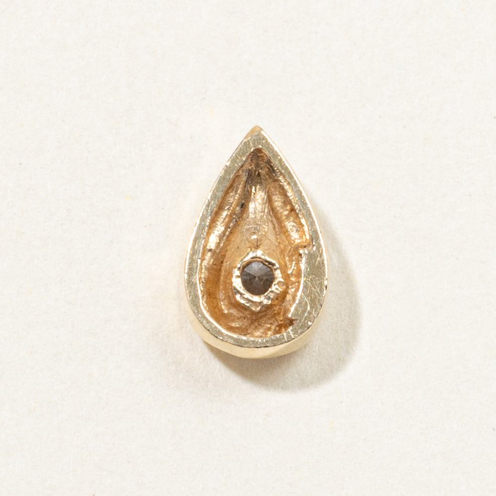 14k Solitaire Diamond Teardrop Pendant | 0.31ct