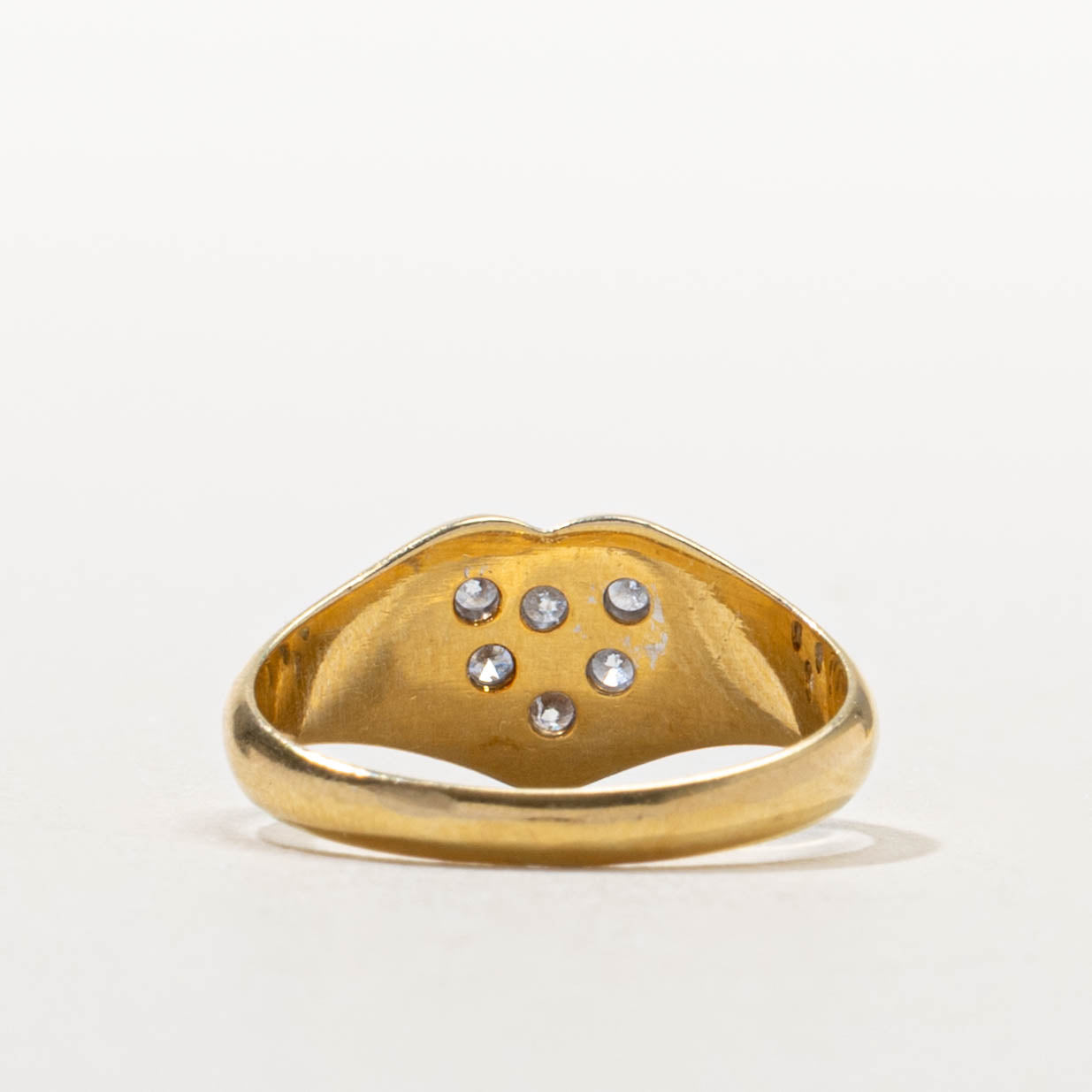 18k Diamond Heart Cluster Signet Ring | SZ 4.5