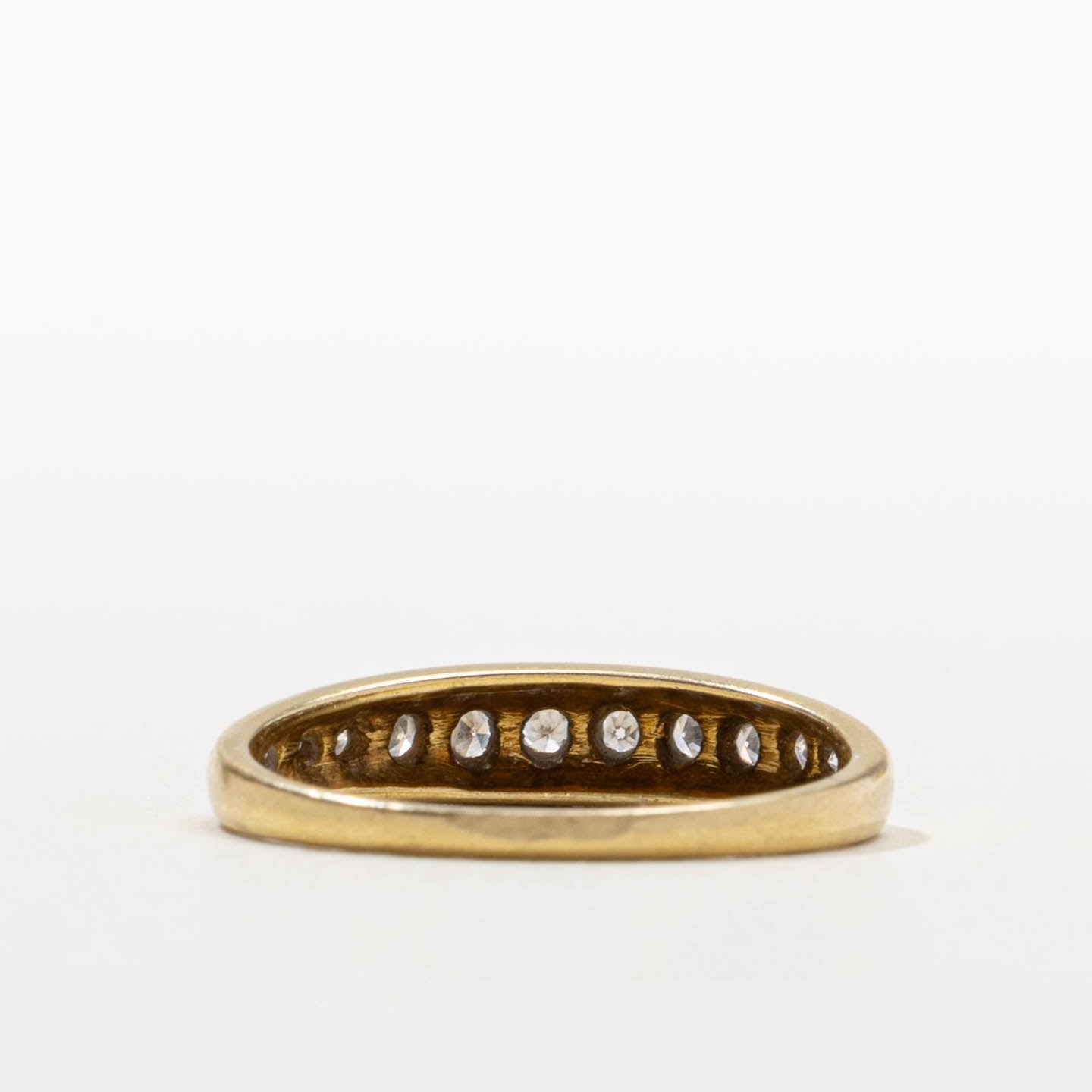 18k Semi Eternity Diamond Grooved Band | SZ 6.5
