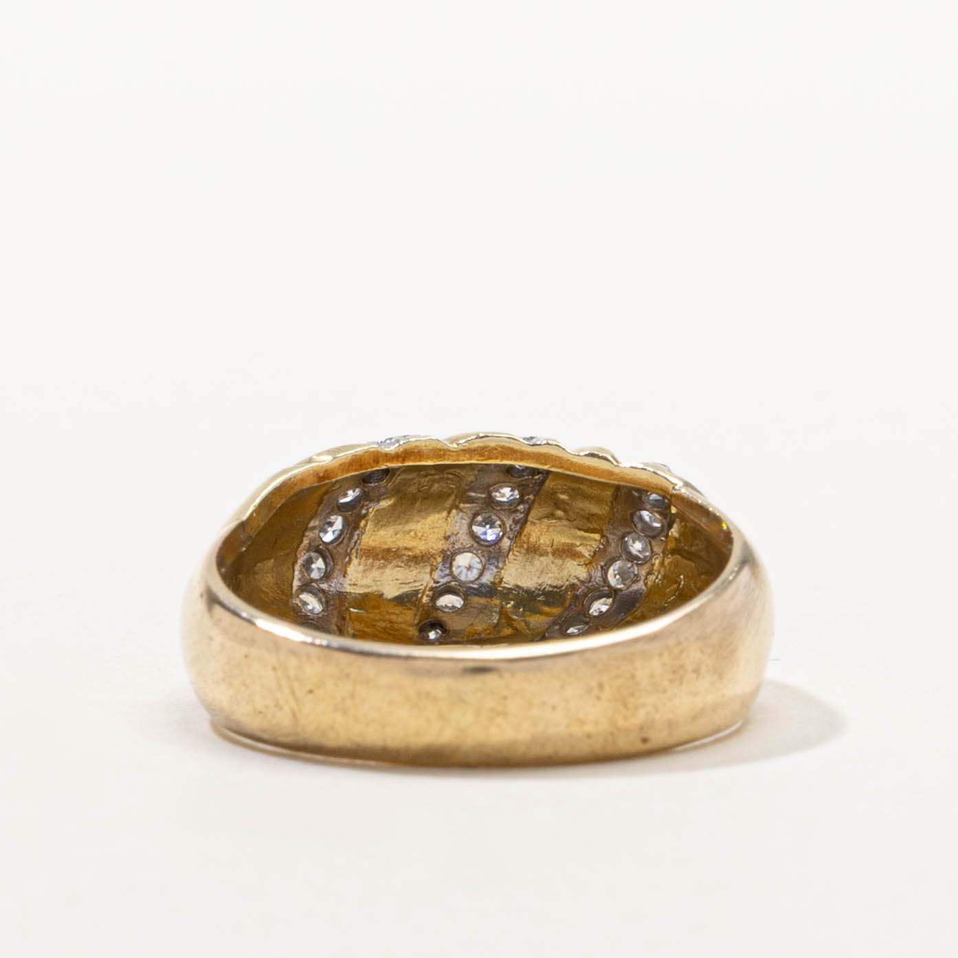 Multi Row Diamond Grooved Dome Ring | SZ 5.75