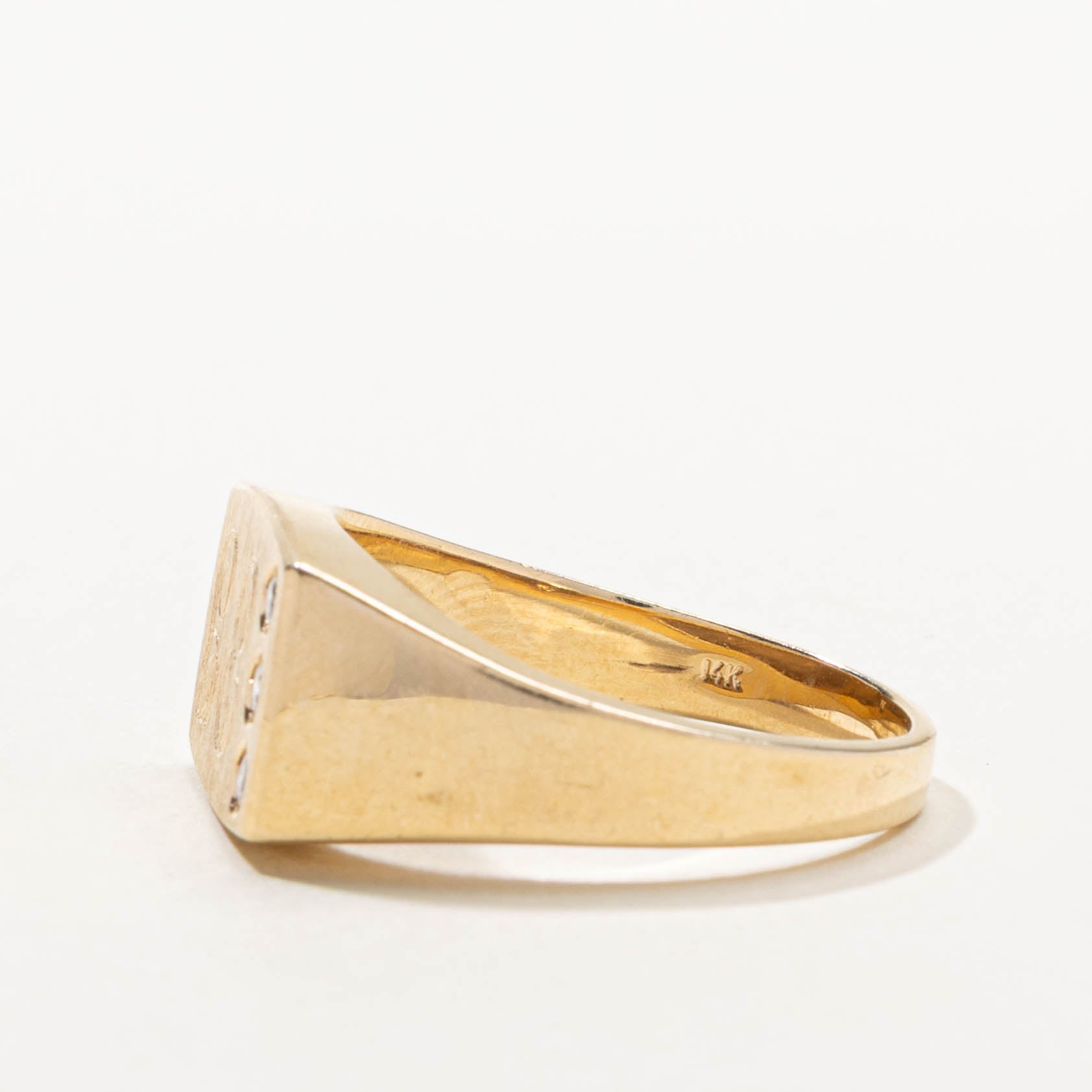 14k Diamond "PG" Initial Signet Ring | SZ 10.75