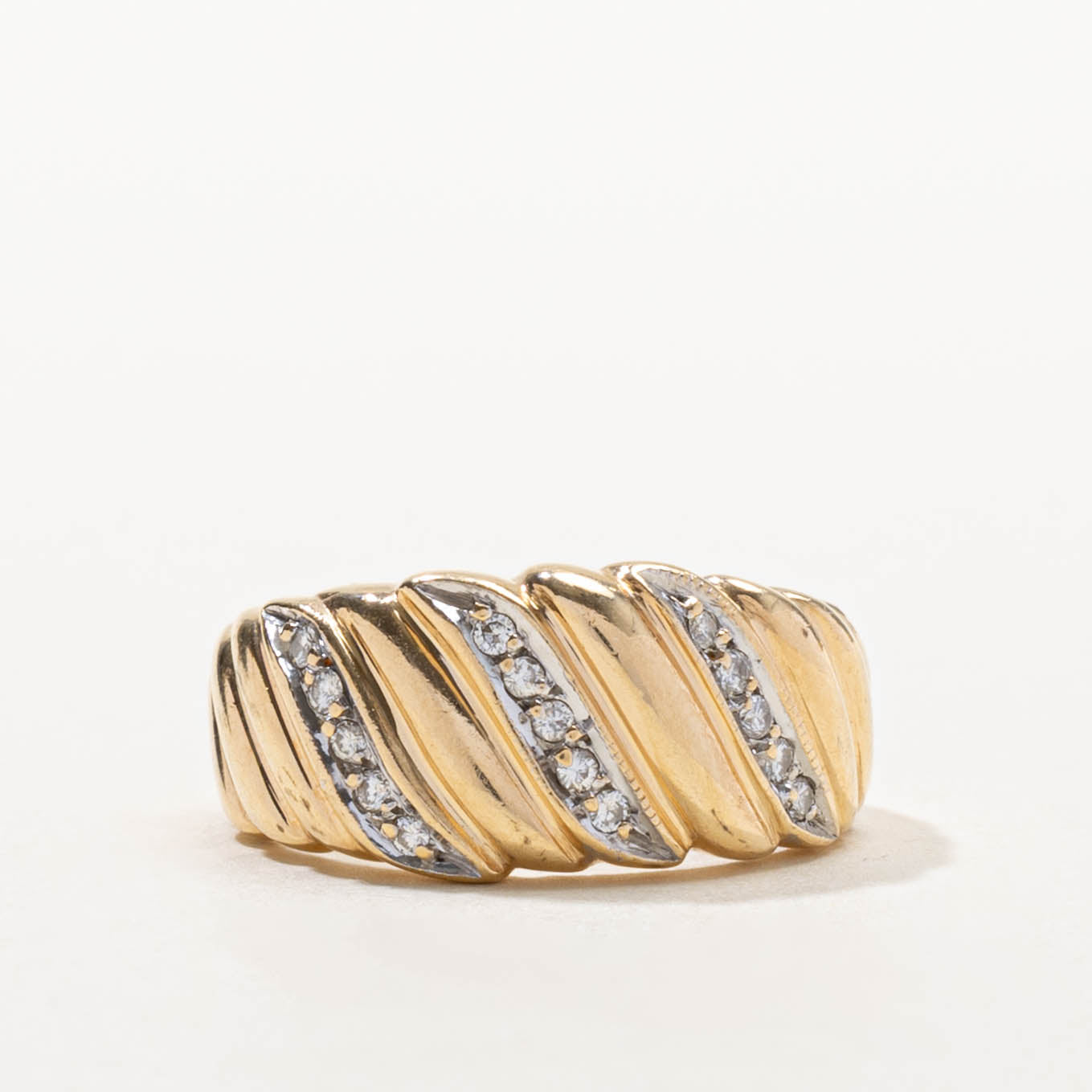 Two Tone Diamond Croissant Ring | SZ 6.25