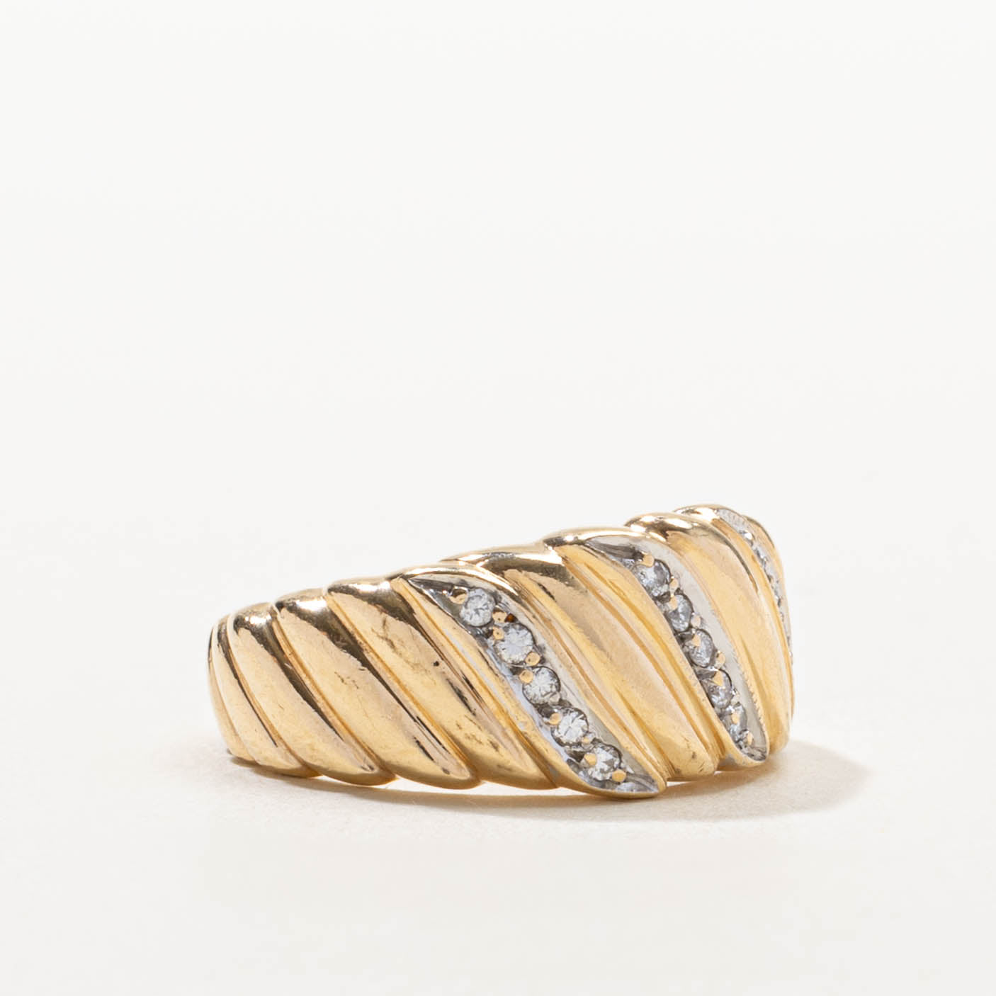 Two Tone Diamond Croissant Ring | SZ 6.25
