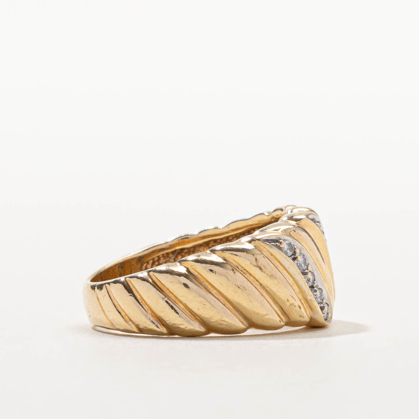 Two Tone Diamond Croissant Ring | SZ 6.25