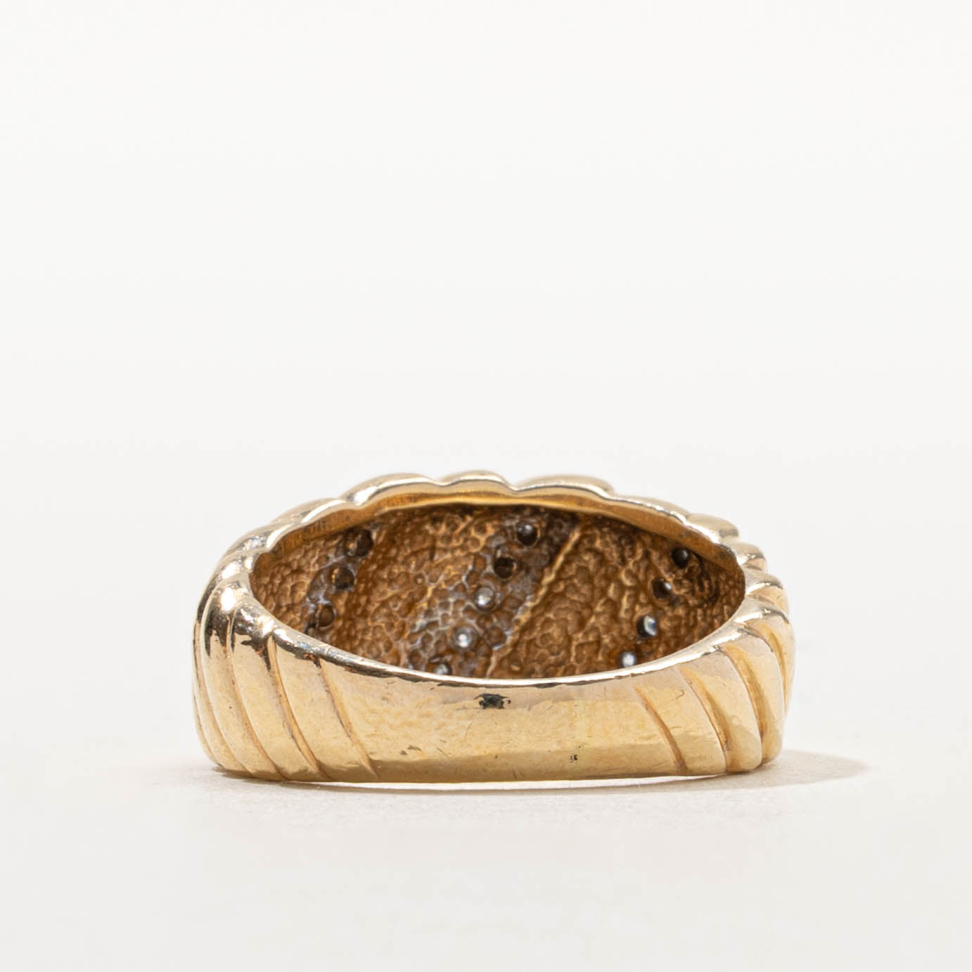 Two Tone Diamond Croissant Ring | SZ 6.25
