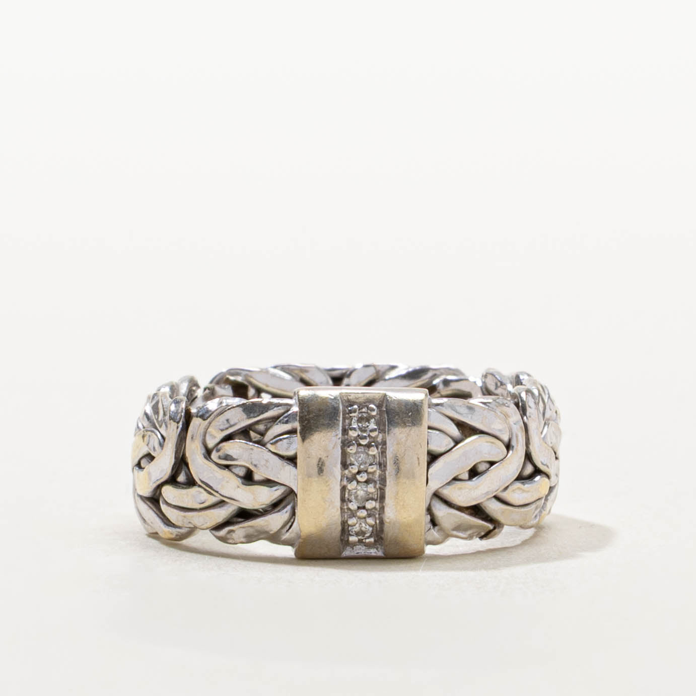 14k Diamond Byzantine Chain Ring | SZ 6.5