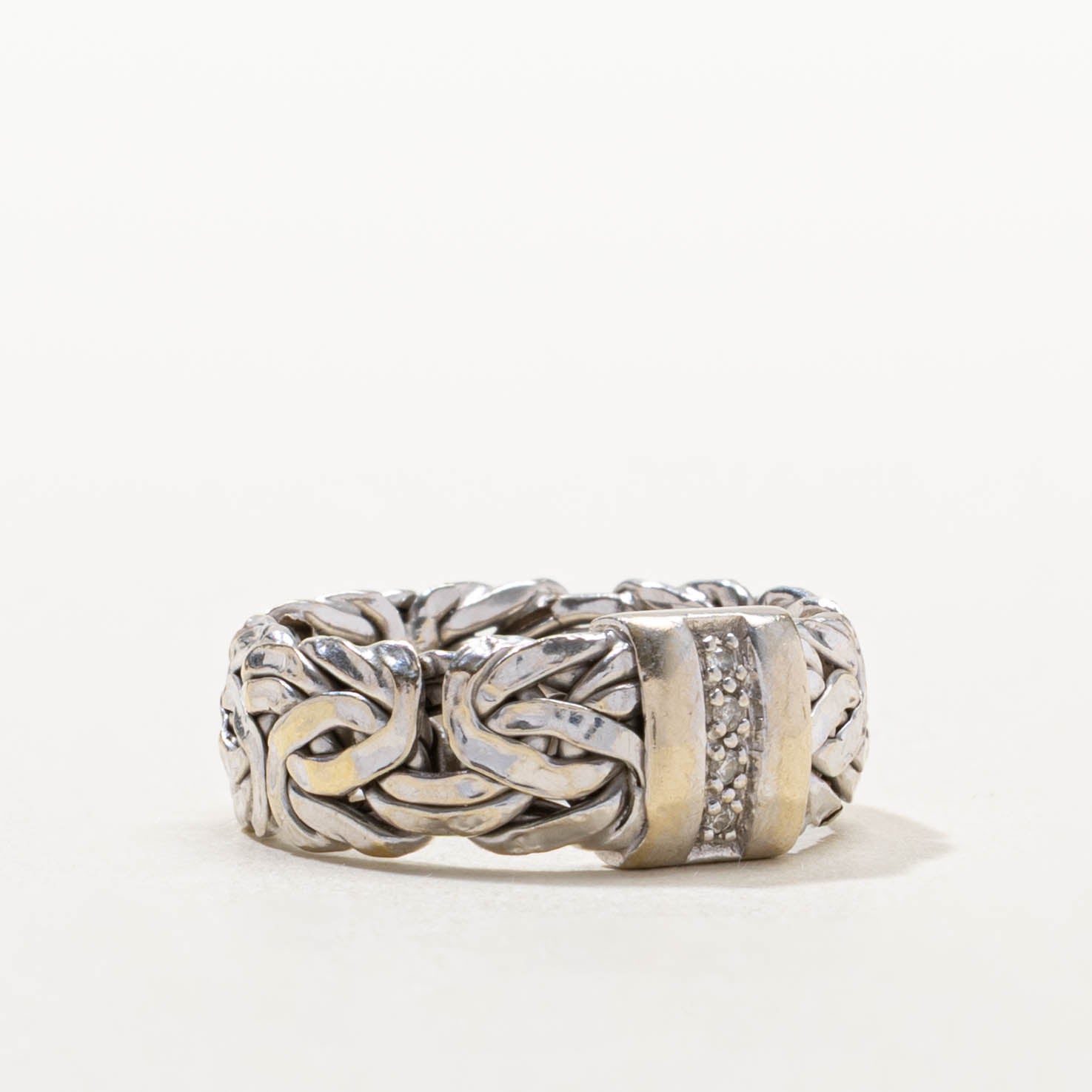 14k Diamond Byzantine Chain Ring | SZ 6.5