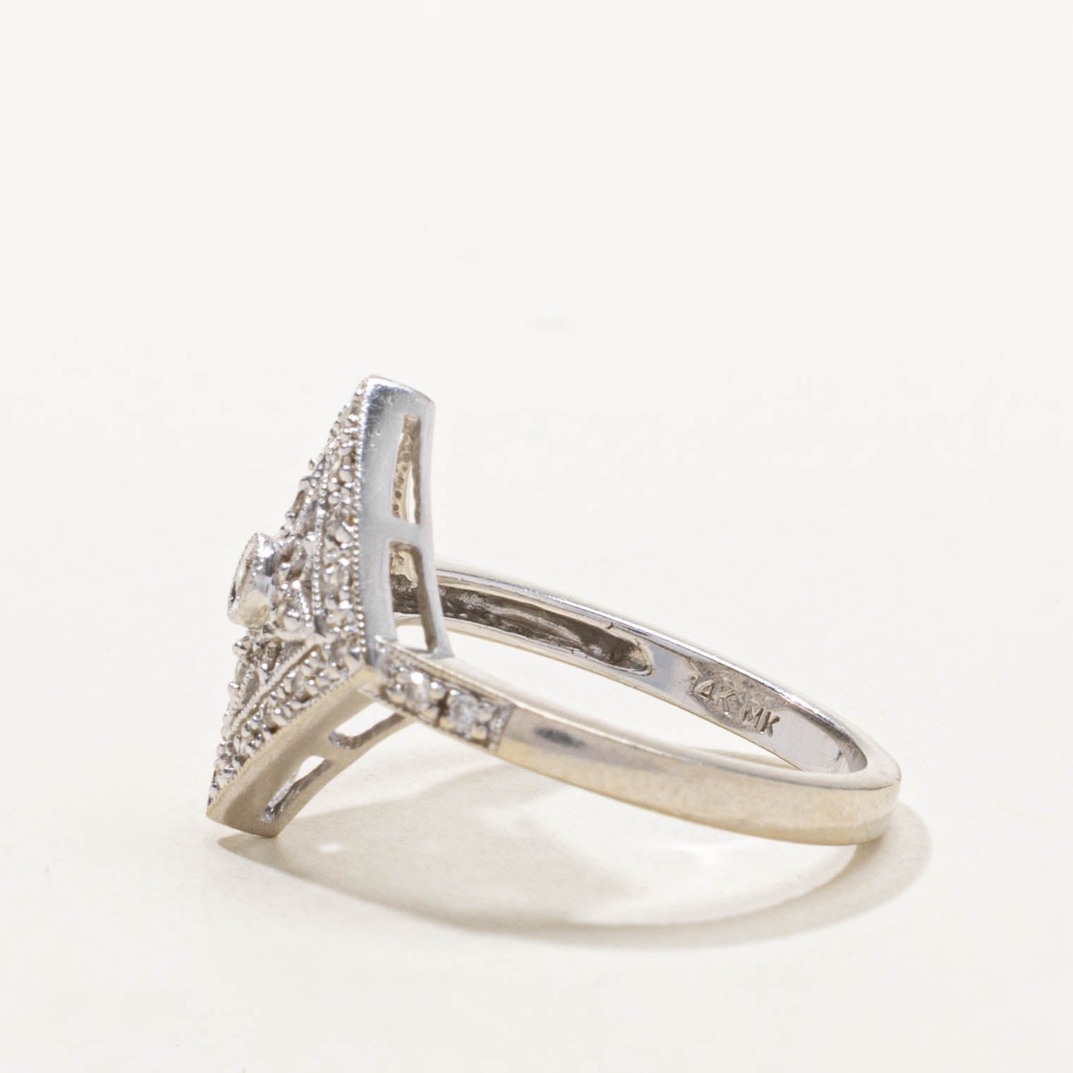 Diamond Cluster Geometric Milgrain Ring | SZ 6.5