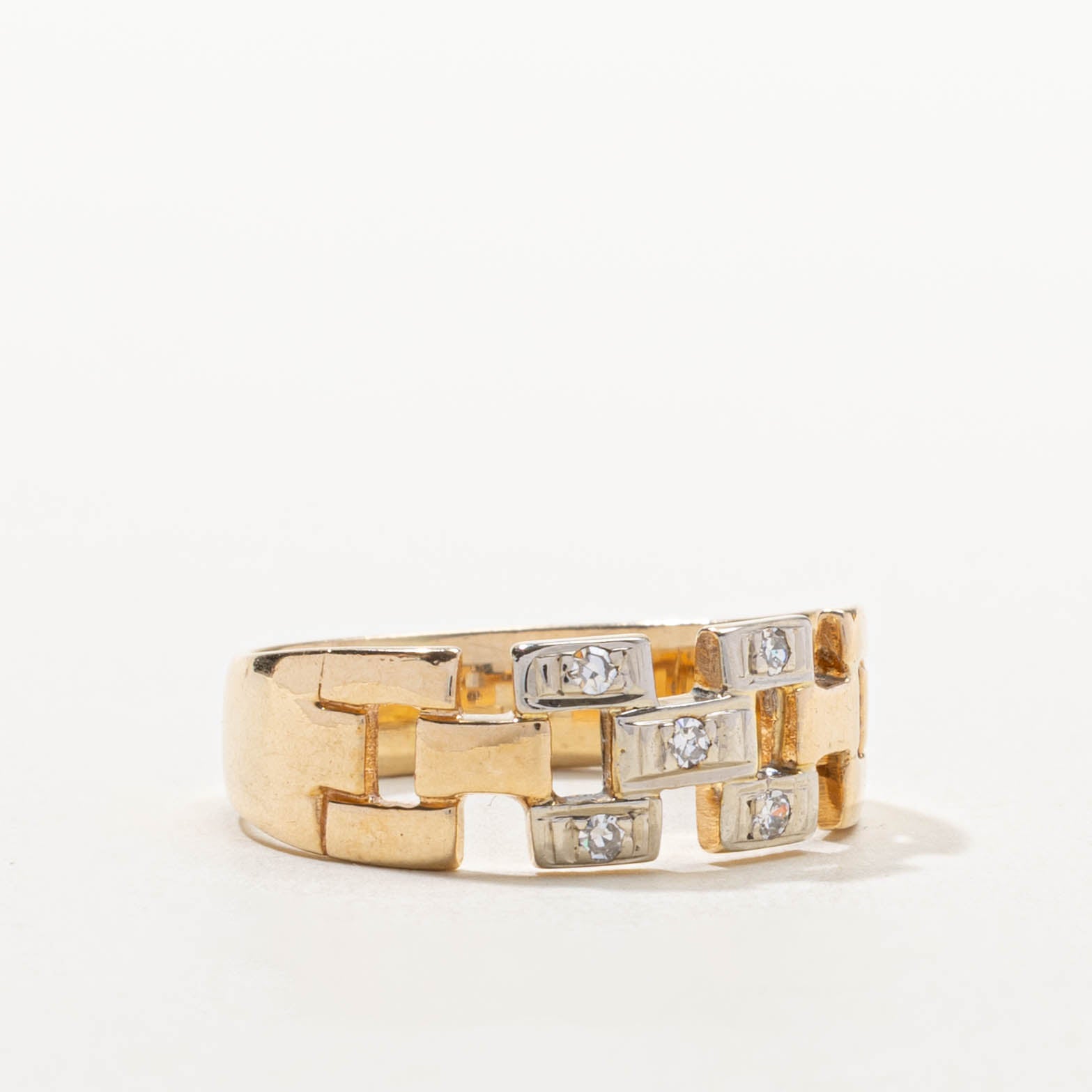 14k Diamond Panther Chain Design Ring | SZ 10.25