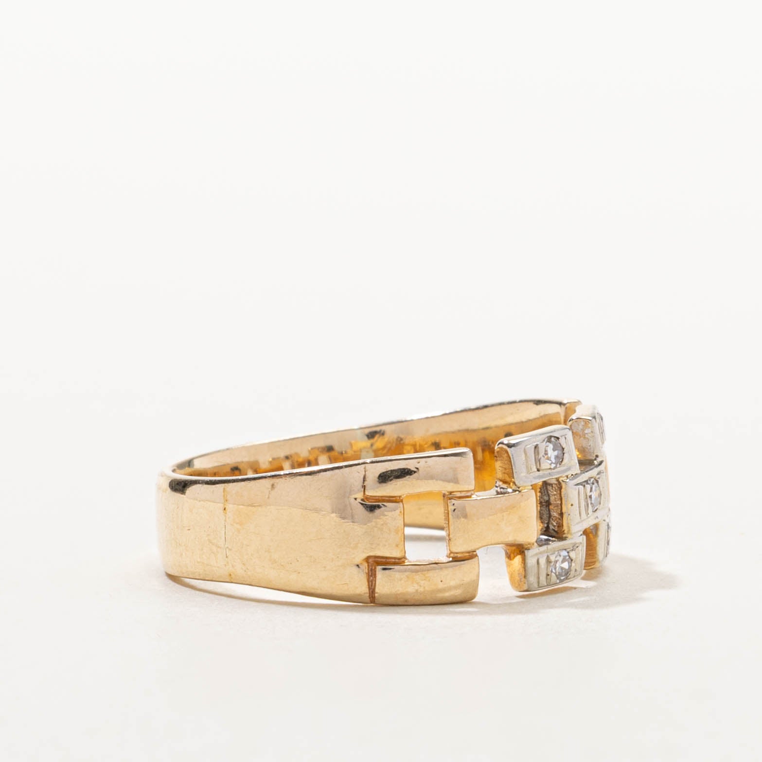 14k Diamond Panther Chain Design Ring | SZ 10.25