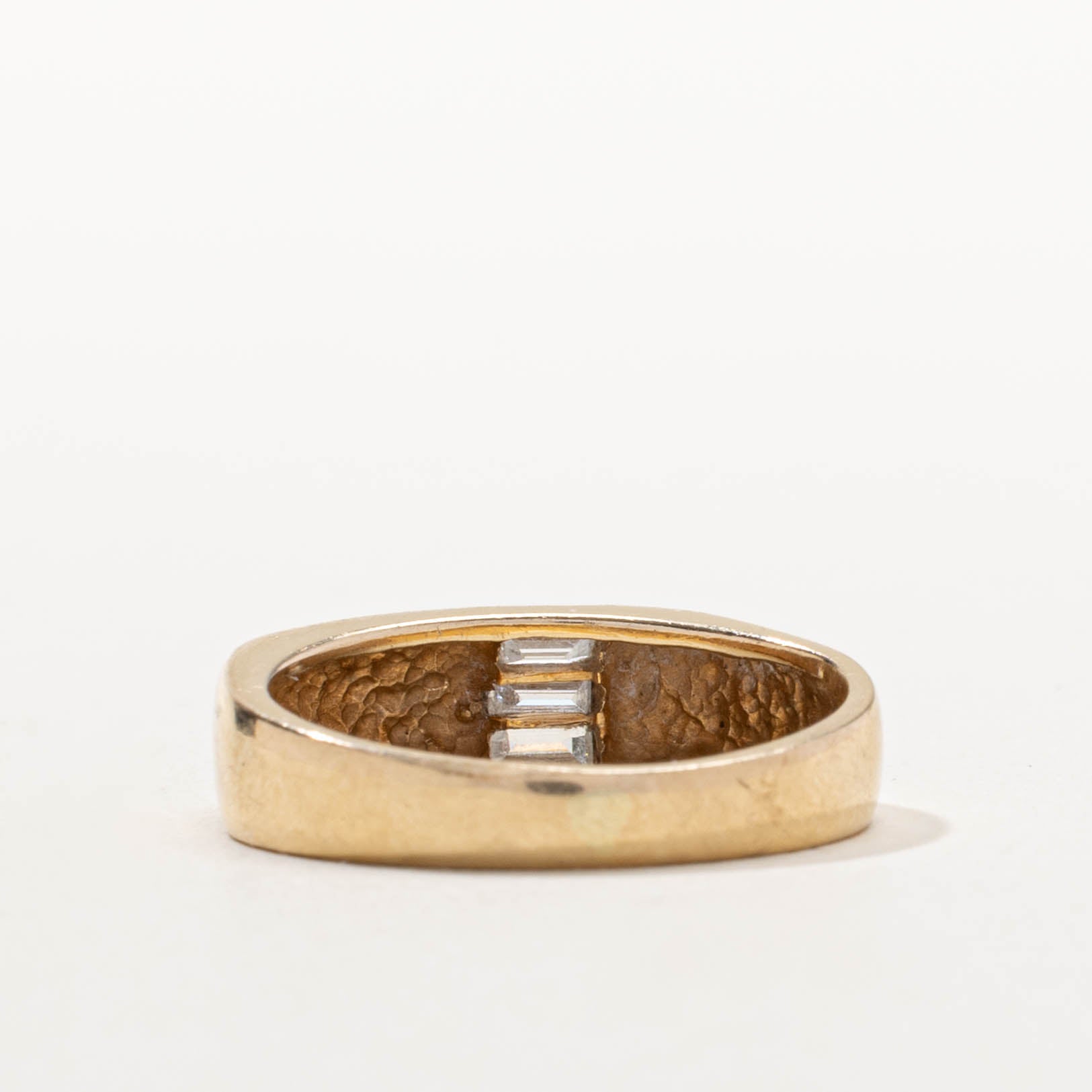 14k Baguette Cut Diamond Accented Soft Square Band | SZ 7.25