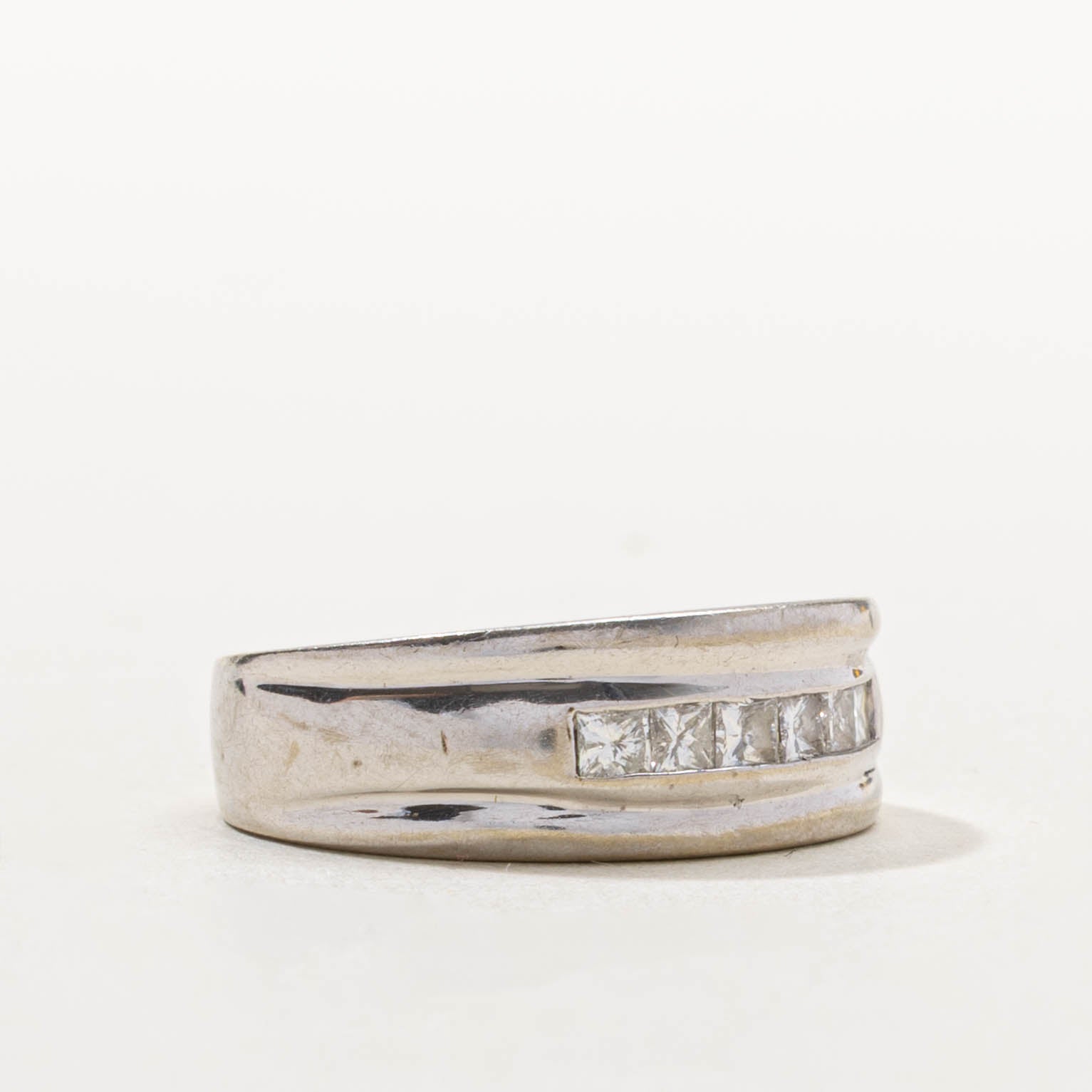 14k Six Stone Princess Cut Diamond Band | SZ 7