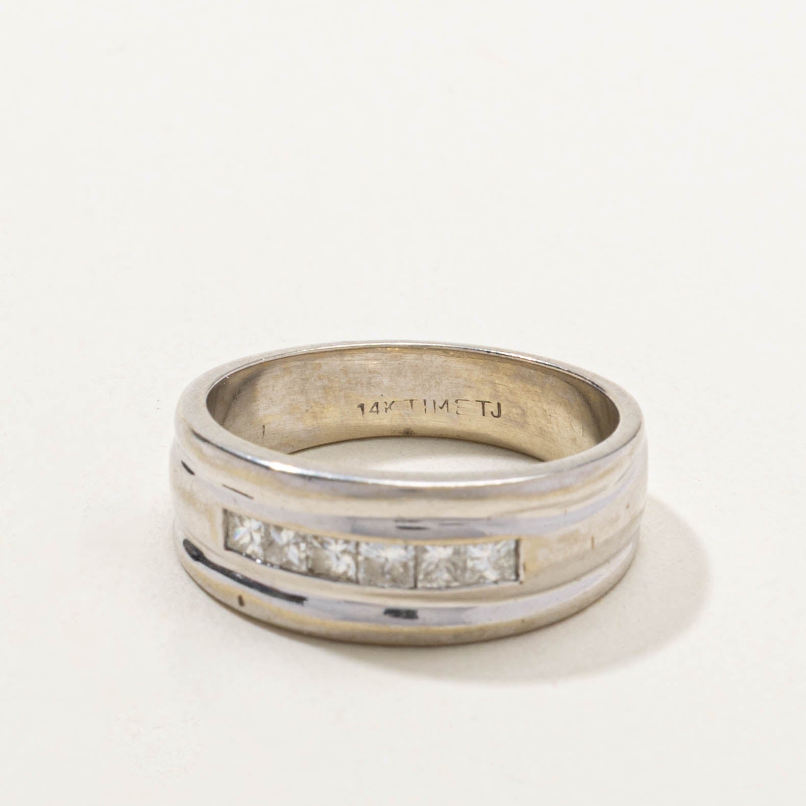 14k Six Stone Princess Cut Diamond Band | SZ 7