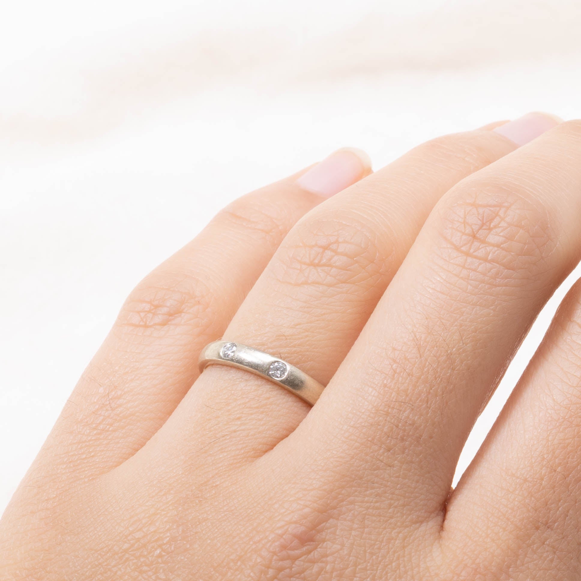 18k Flush Set Two Stone Diamond Band | 2.94mm | SZ 5.25