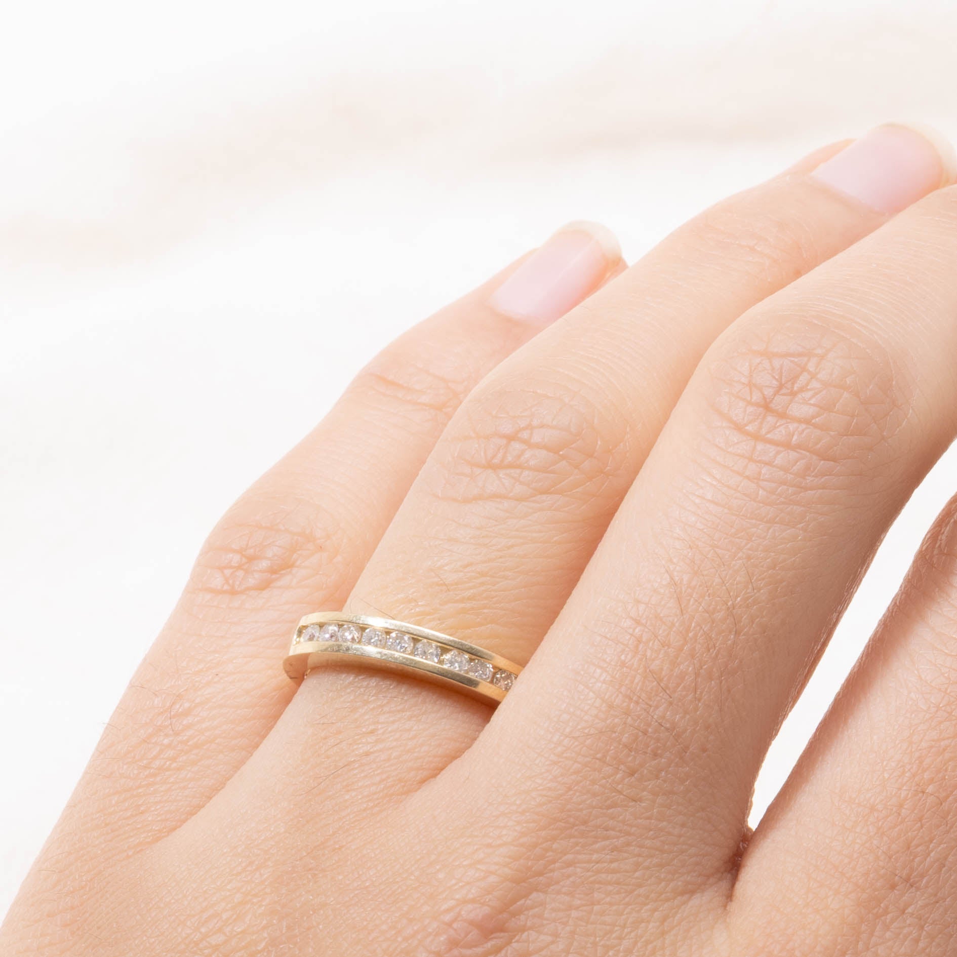 14k Channel Set Semi Eternity Diamond Band | SZ 6.75