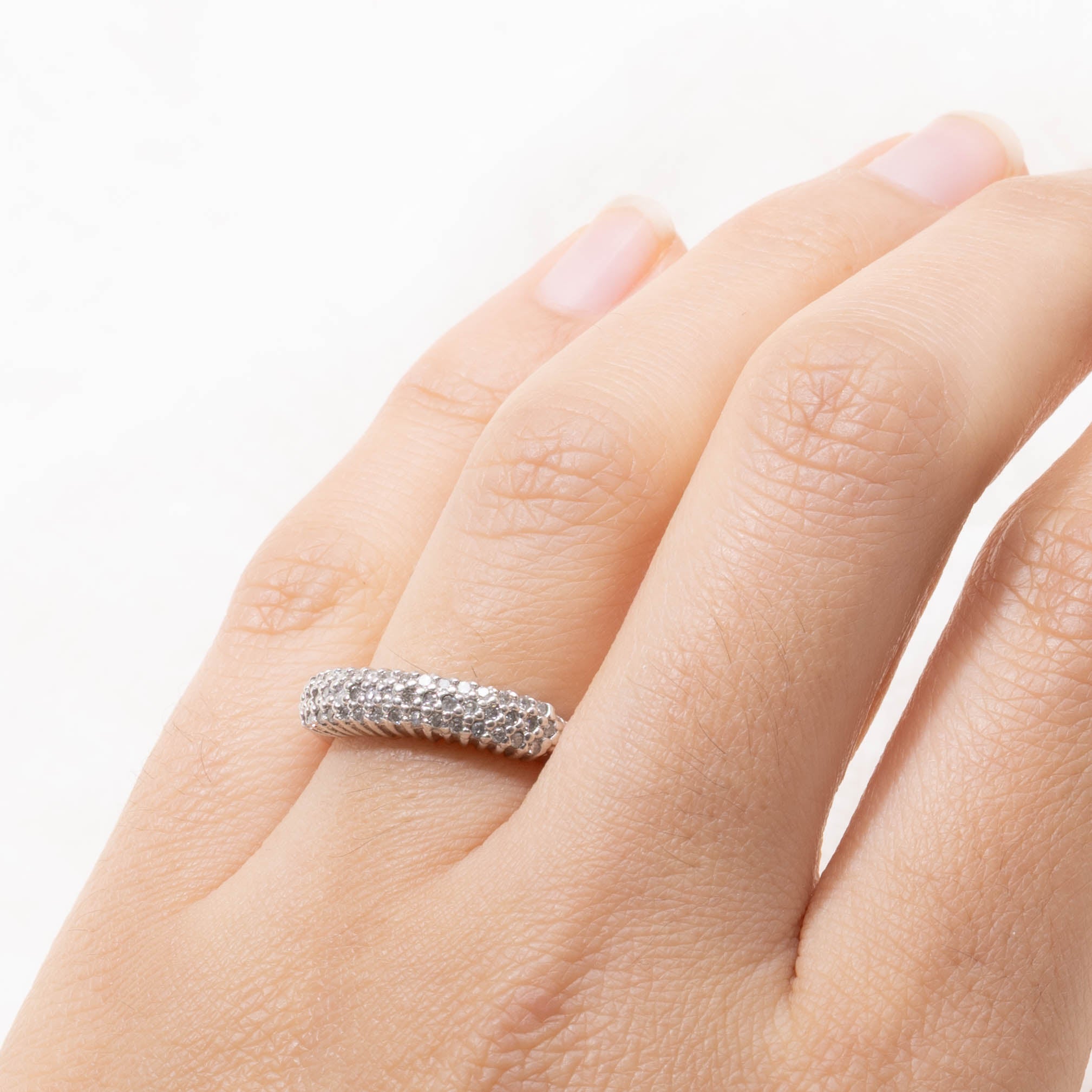14k Pavé Set Semi Eternity Diamond Band | SZ 6.75