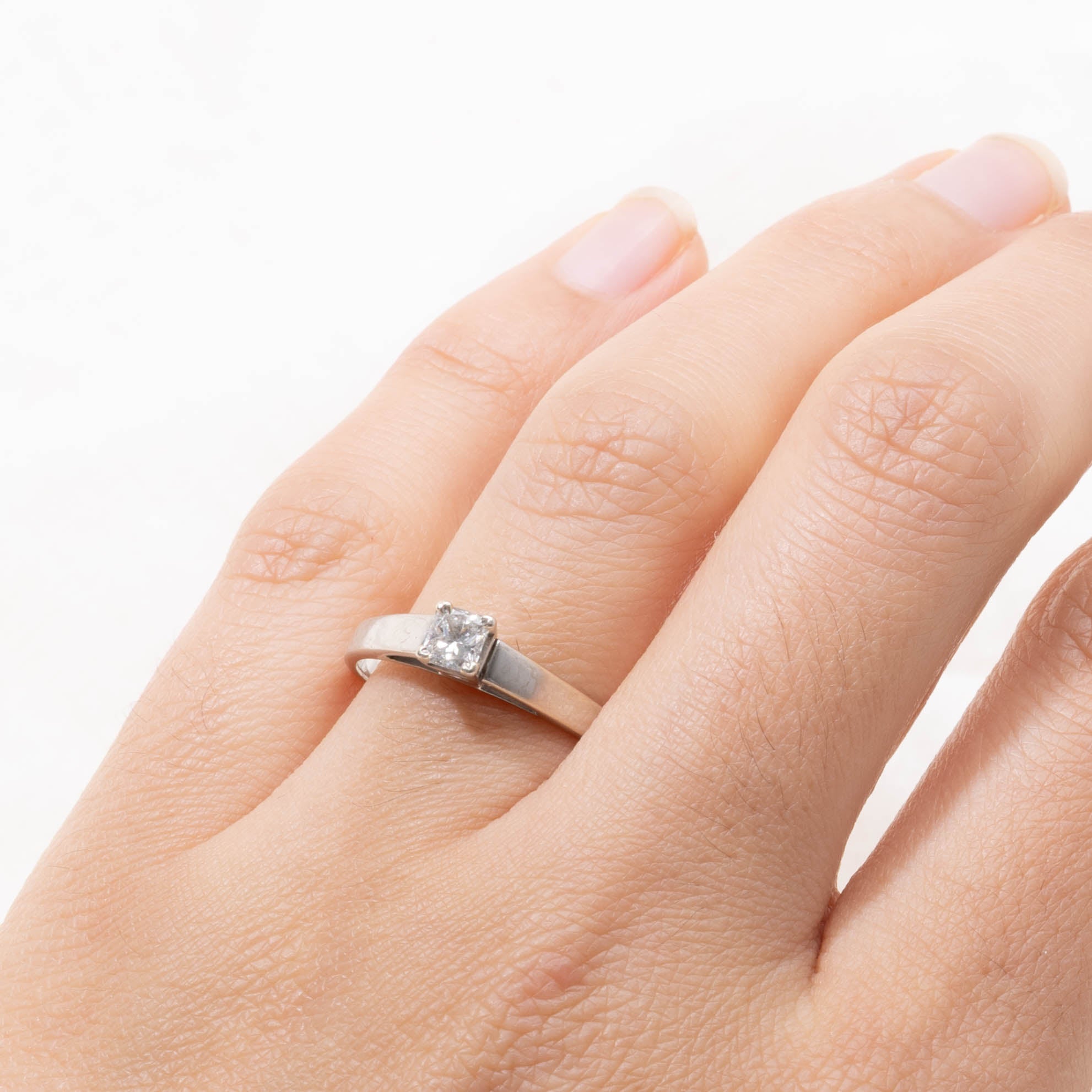 14k Princess Cut Solitaire Diamond Ring | 0.32ct SI1 G/H | SZ 8