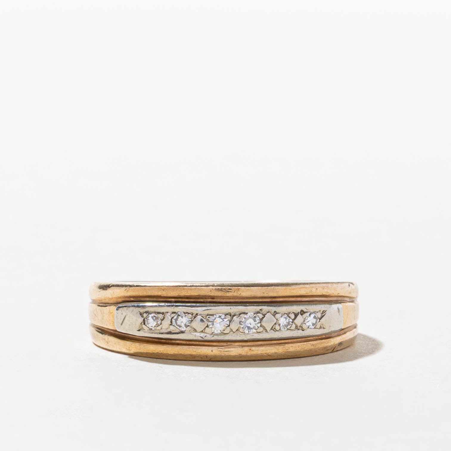 10k Two Tone Gold Semi Eternity Diamond Band | SZ 6.75