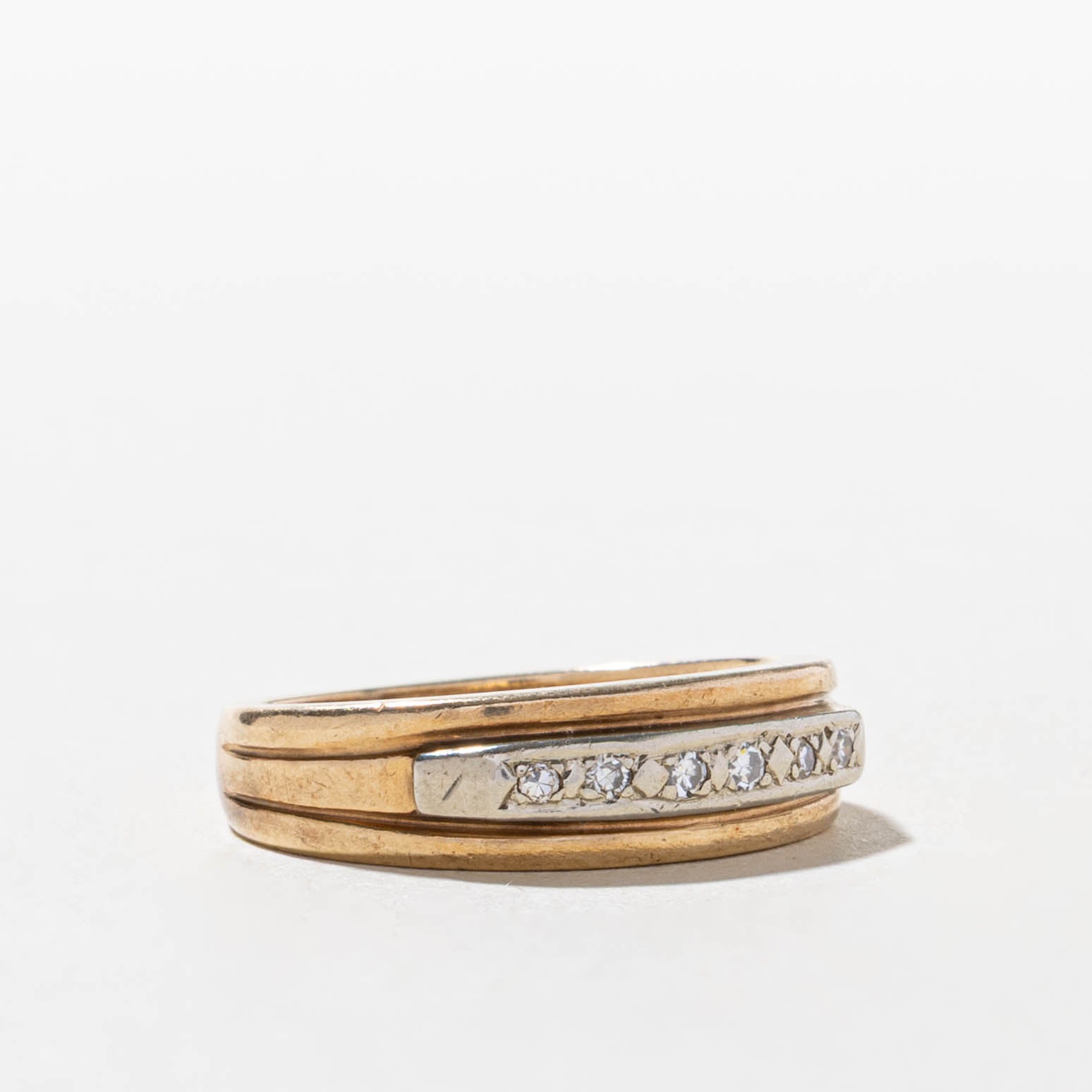 10k Two Tone Gold Semi Eternity Diamond Band | SZ 6.75
