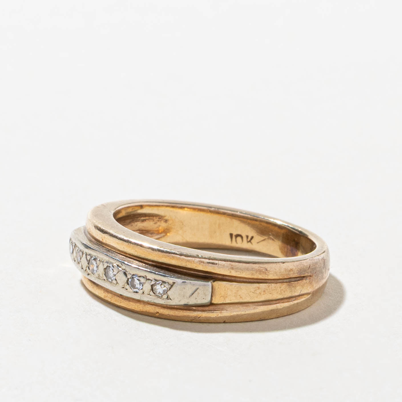 10k Two Tone Gold Semi Eternity Diamond Band | SZ 6.75