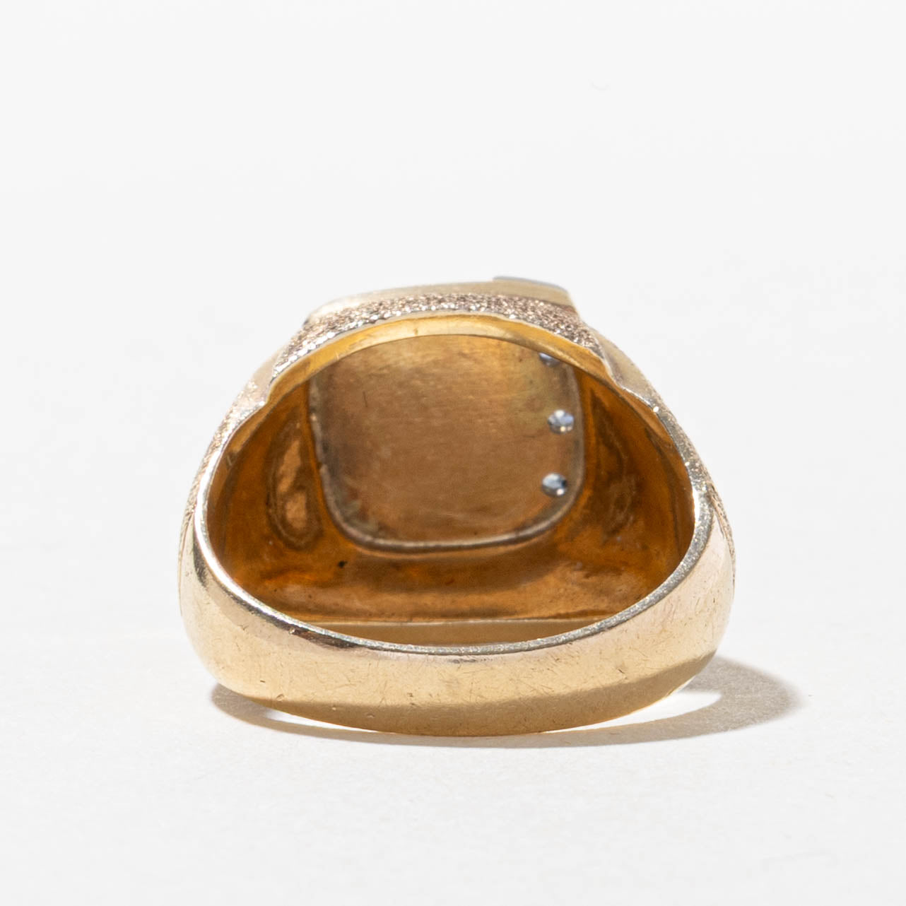 10k Diamond "W" Initial Textured Signet Ring | SZ 6.25