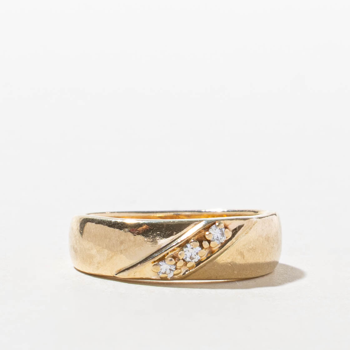 10k Three Stone Diagonal Set Diamond Band | SZ 3