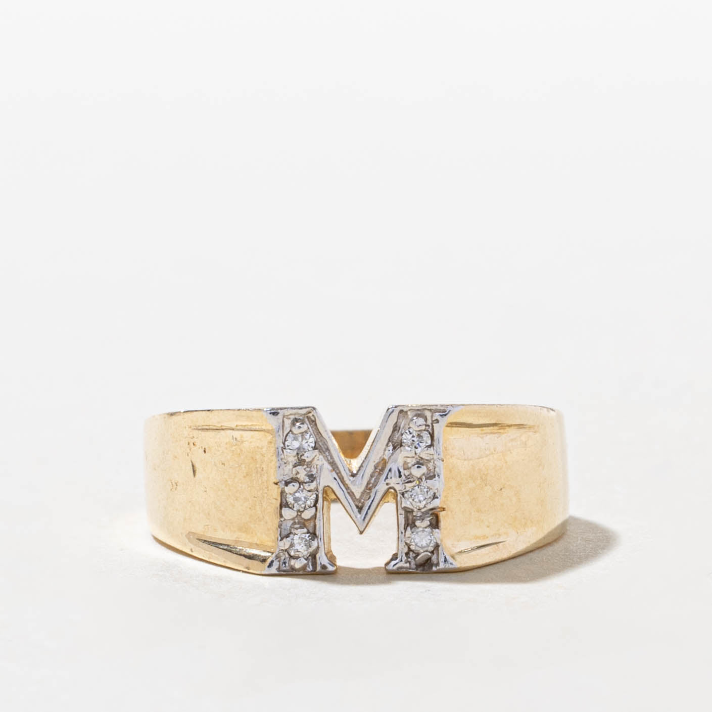 10k Diamond "M" Initial Ring | SZ 7