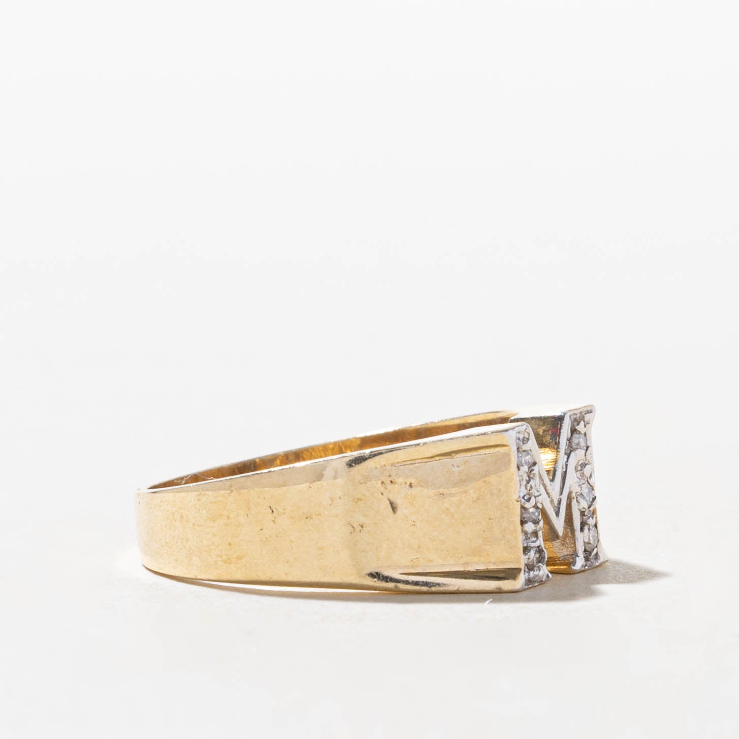10k Diamond "M" Initial Ring | SZ 7