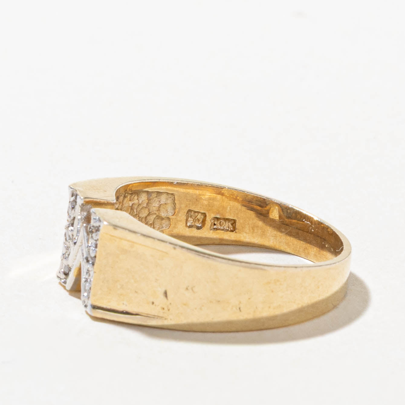 10k Diamond "M" Initial Ring | SZ 7