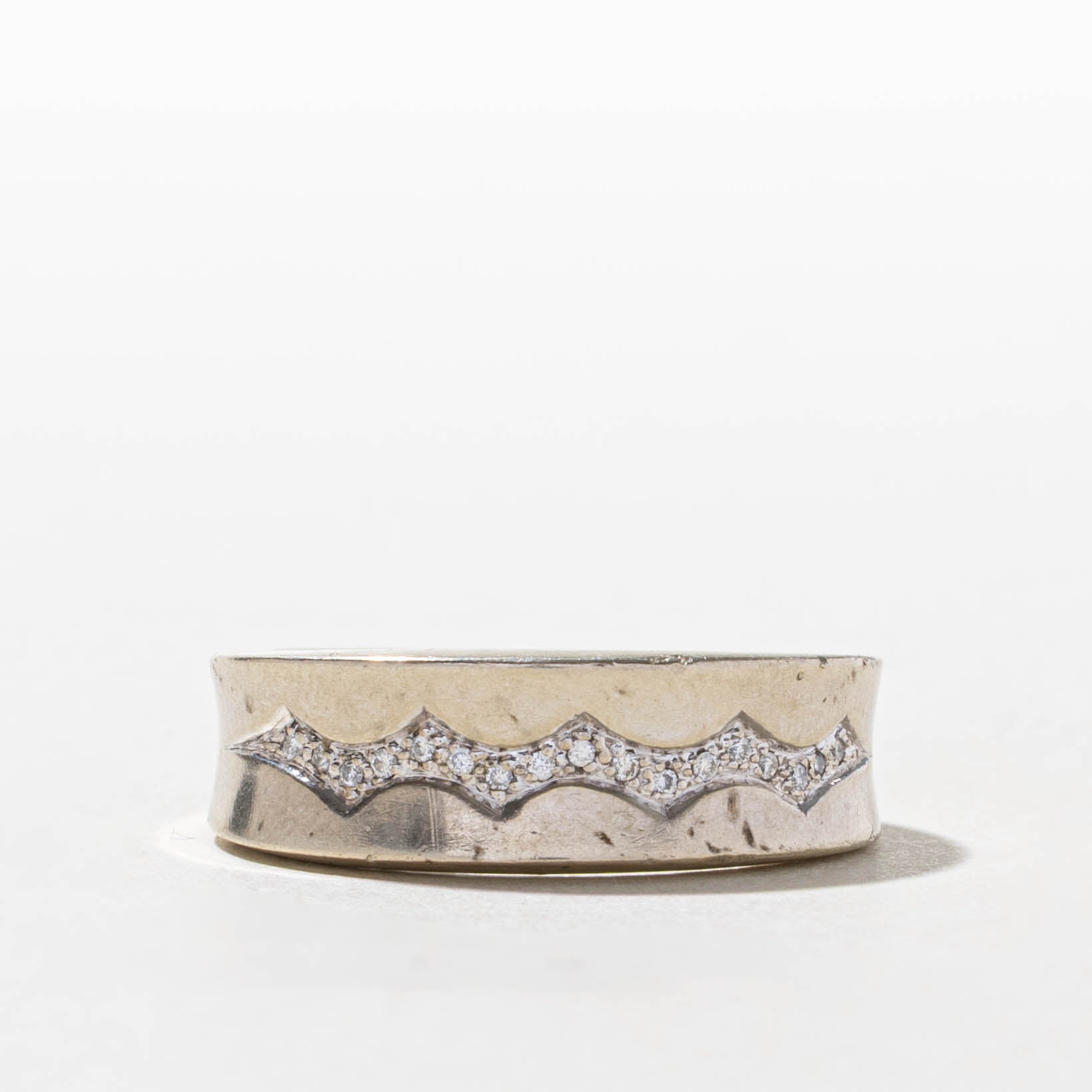 10k Semi Eternity Diamond Zigzag Design Band | SZ 10
