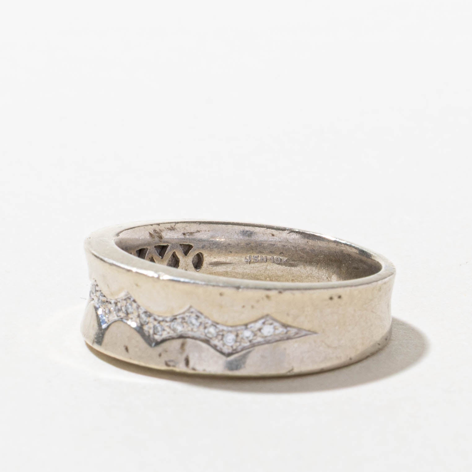 10k Semi Eternity Diamond Zigzag Design Band | SZ 10