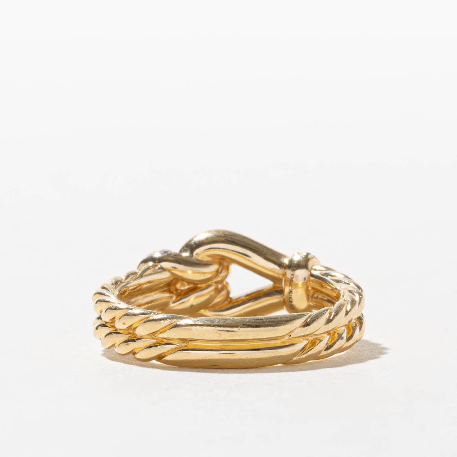 ‘David Yurman’ 18k Diamond Buckle Ring | 0.44ctw | SZ 6
