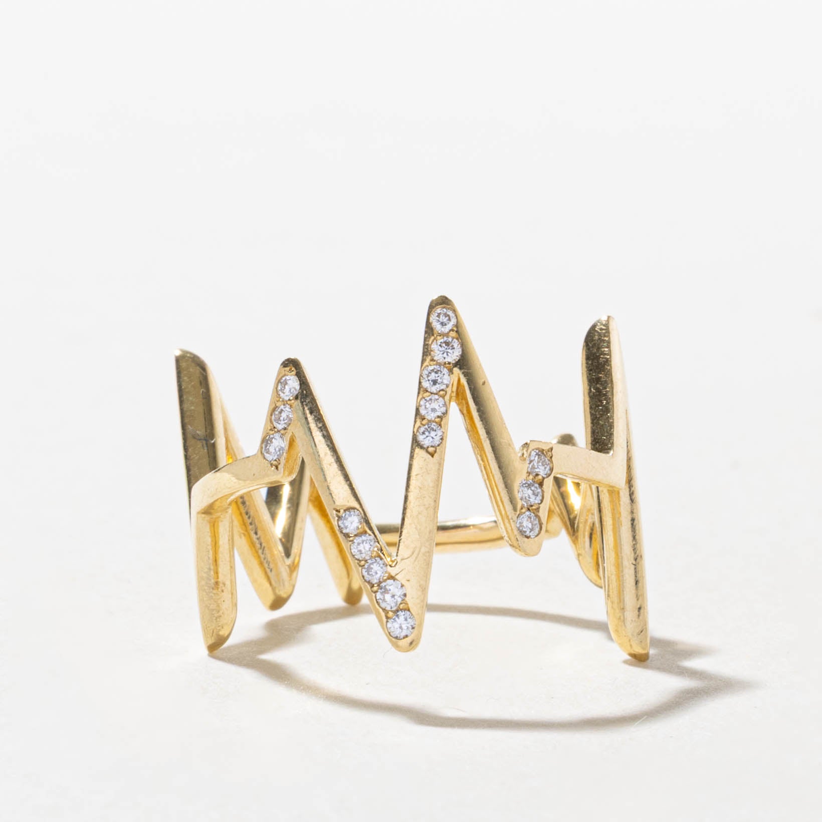 18k Diamond Accented Zigzag Ring | SZ 5.75