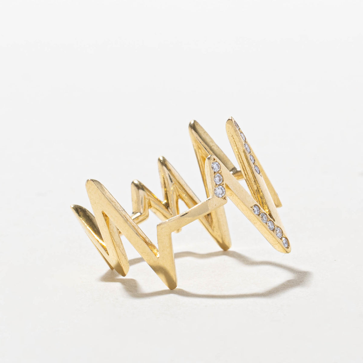 18k Diamond Accented Zigzag Ring | SZ 5.75