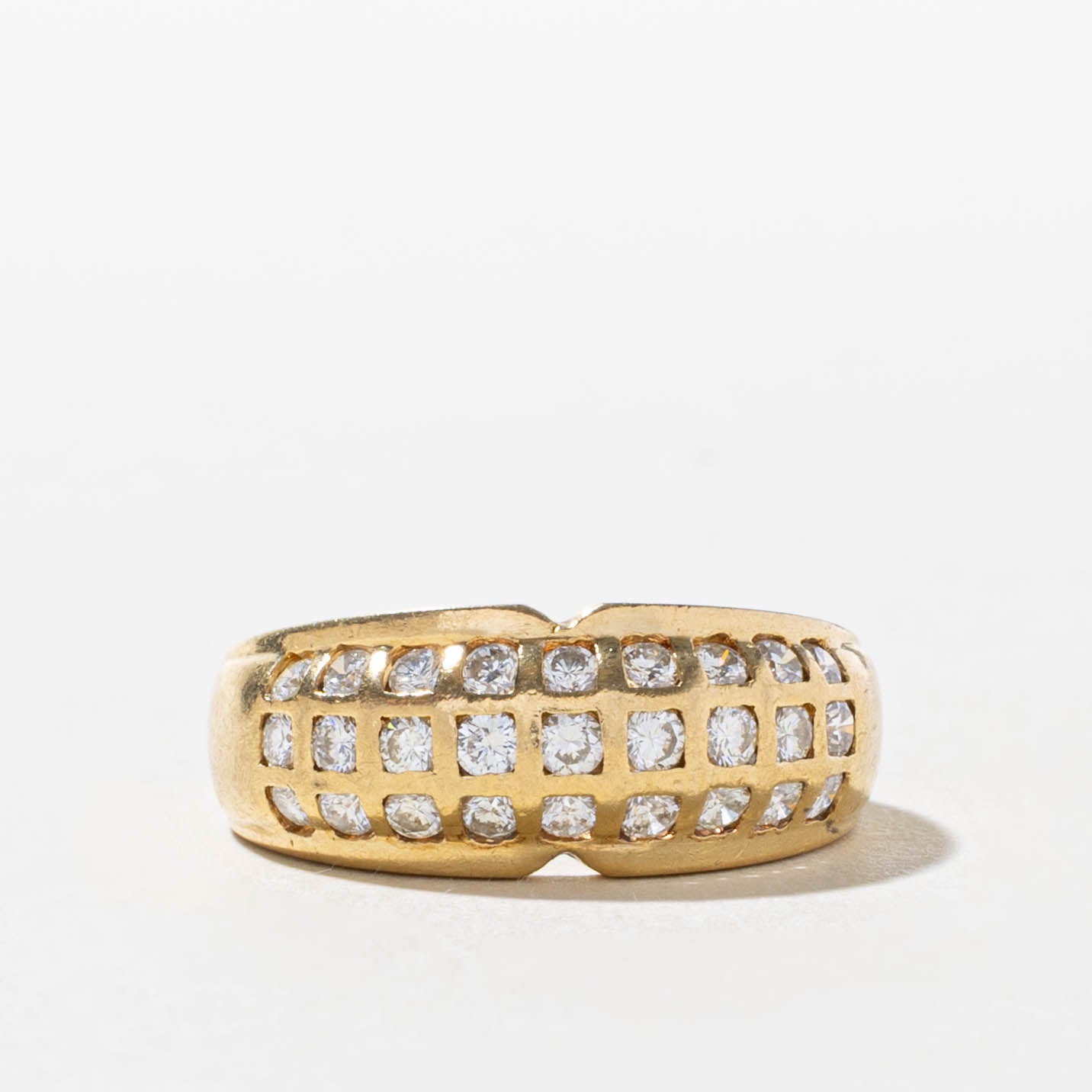 18k Diamond Grid Dome Ring | SZ 5.5
