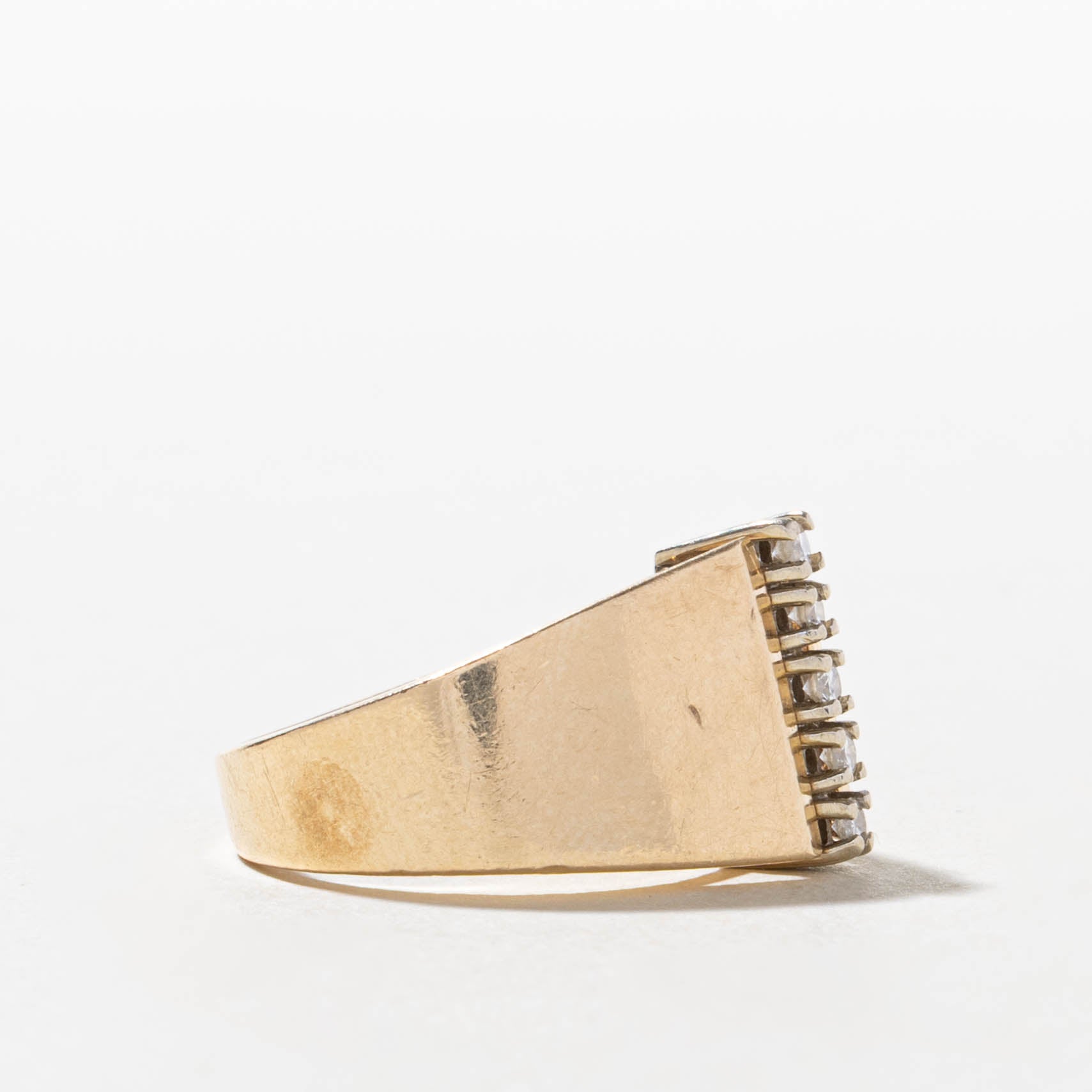 ‘Birks’ 14k Diamond Column Ring | SZ 5.75
