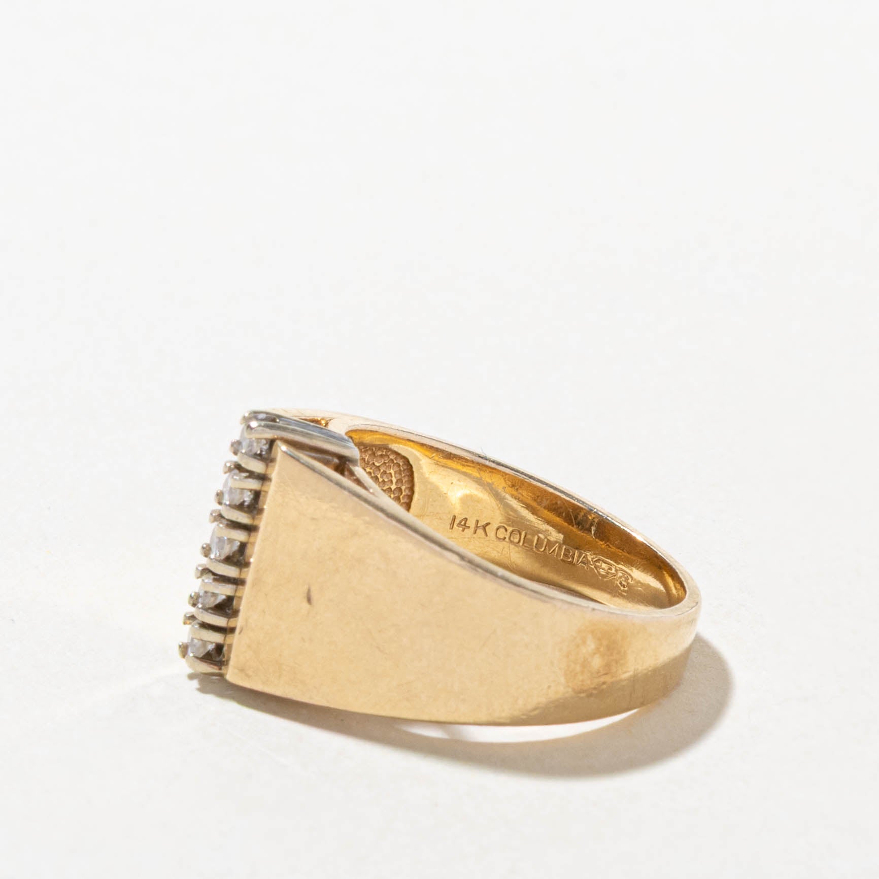 ‘Birks’ 14k Diamond Column Ring | SZ 5.75