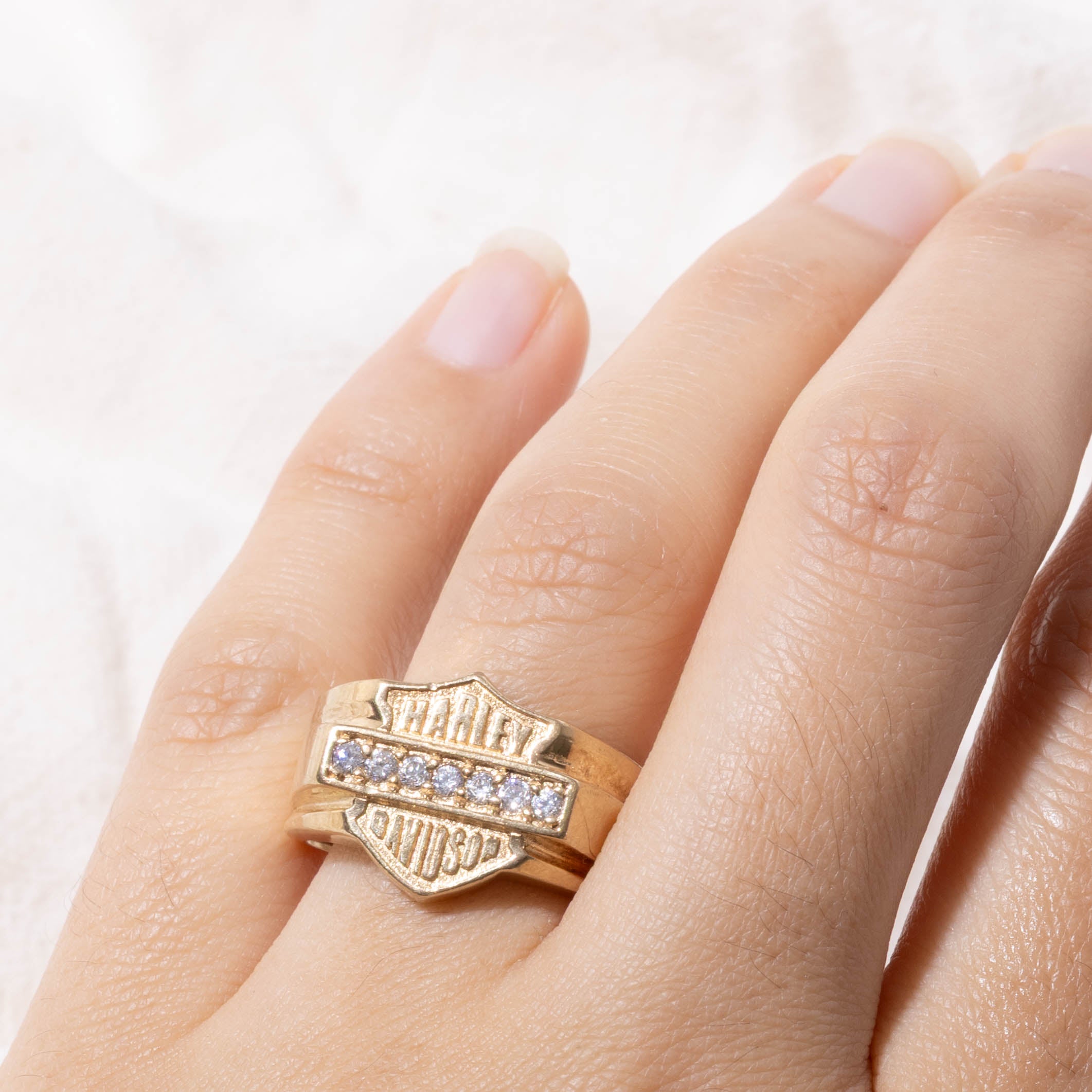 'Harley Davidson' 10k Seven Stone Diamond Ring | SZ 10