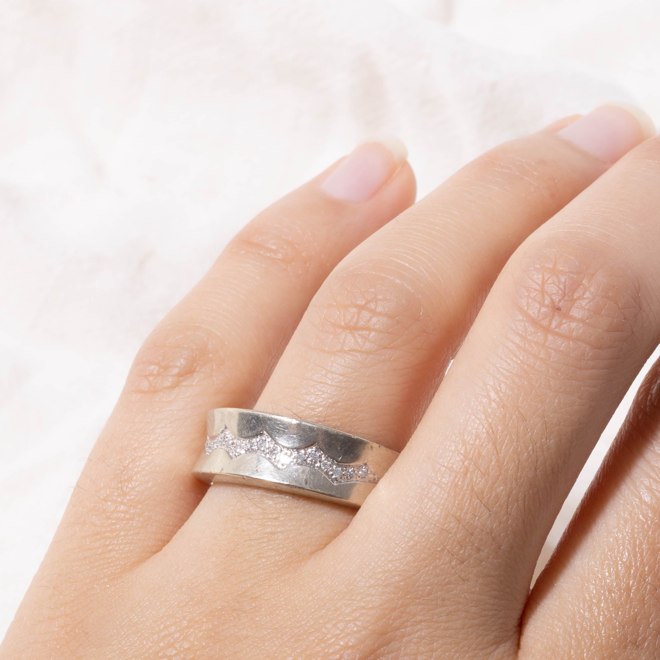 10k Semi Eternity Diamond Zigzag Design Band | SZ 10
