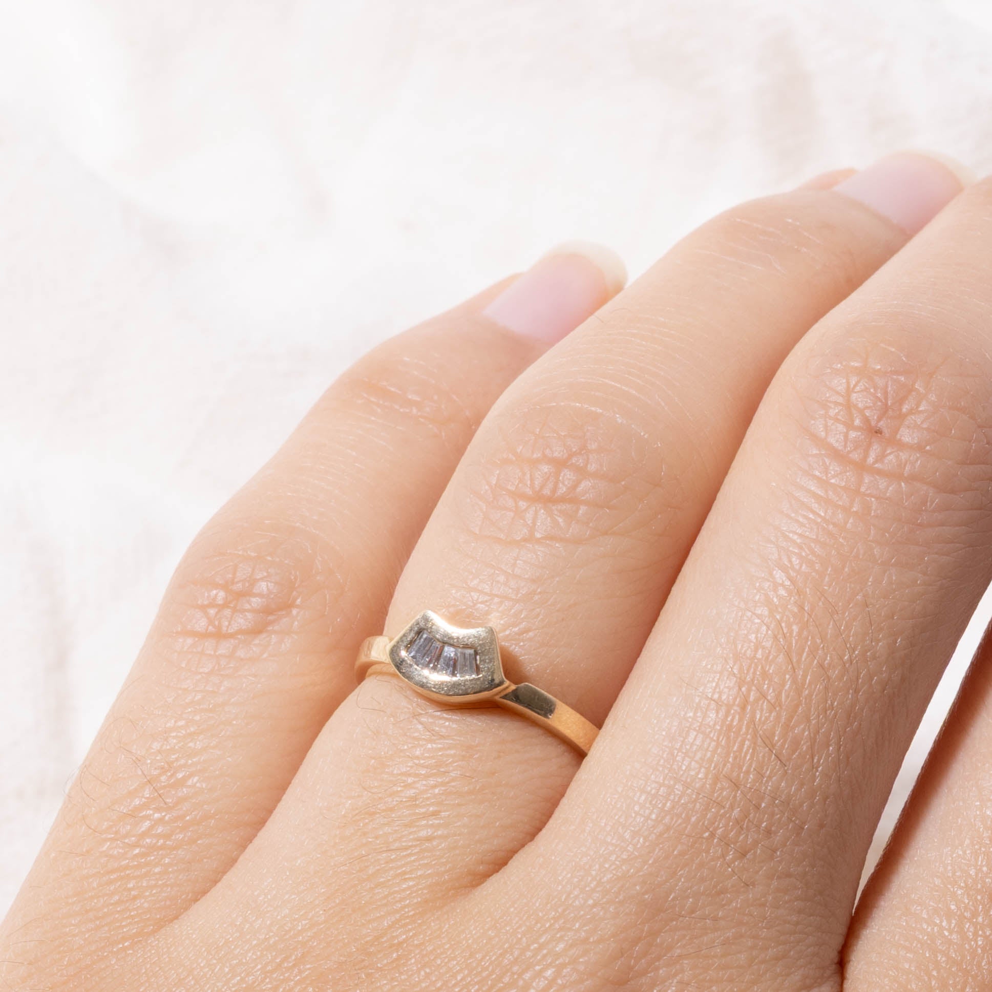14k Baguette Diamond Geometric Ring | SZ 4.25